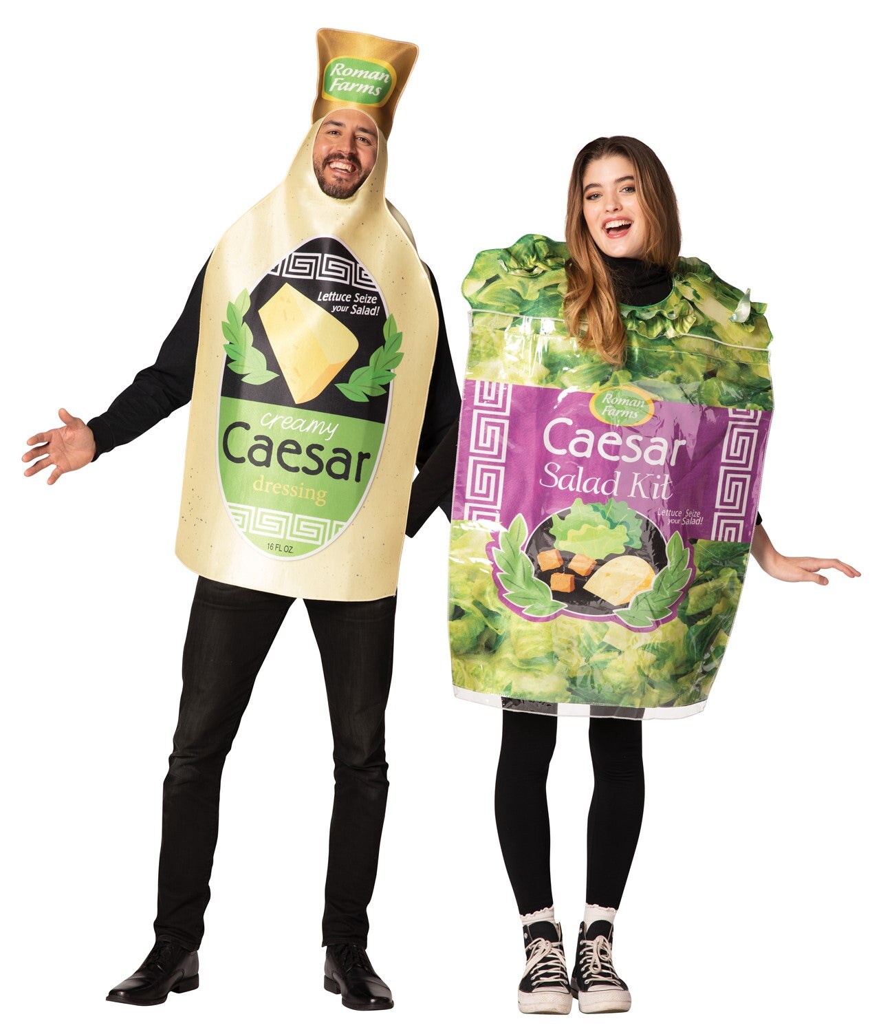 Caesar Salad Bag &#x26; Caesar Dressing Couples Halloween Costume, Adult One Size