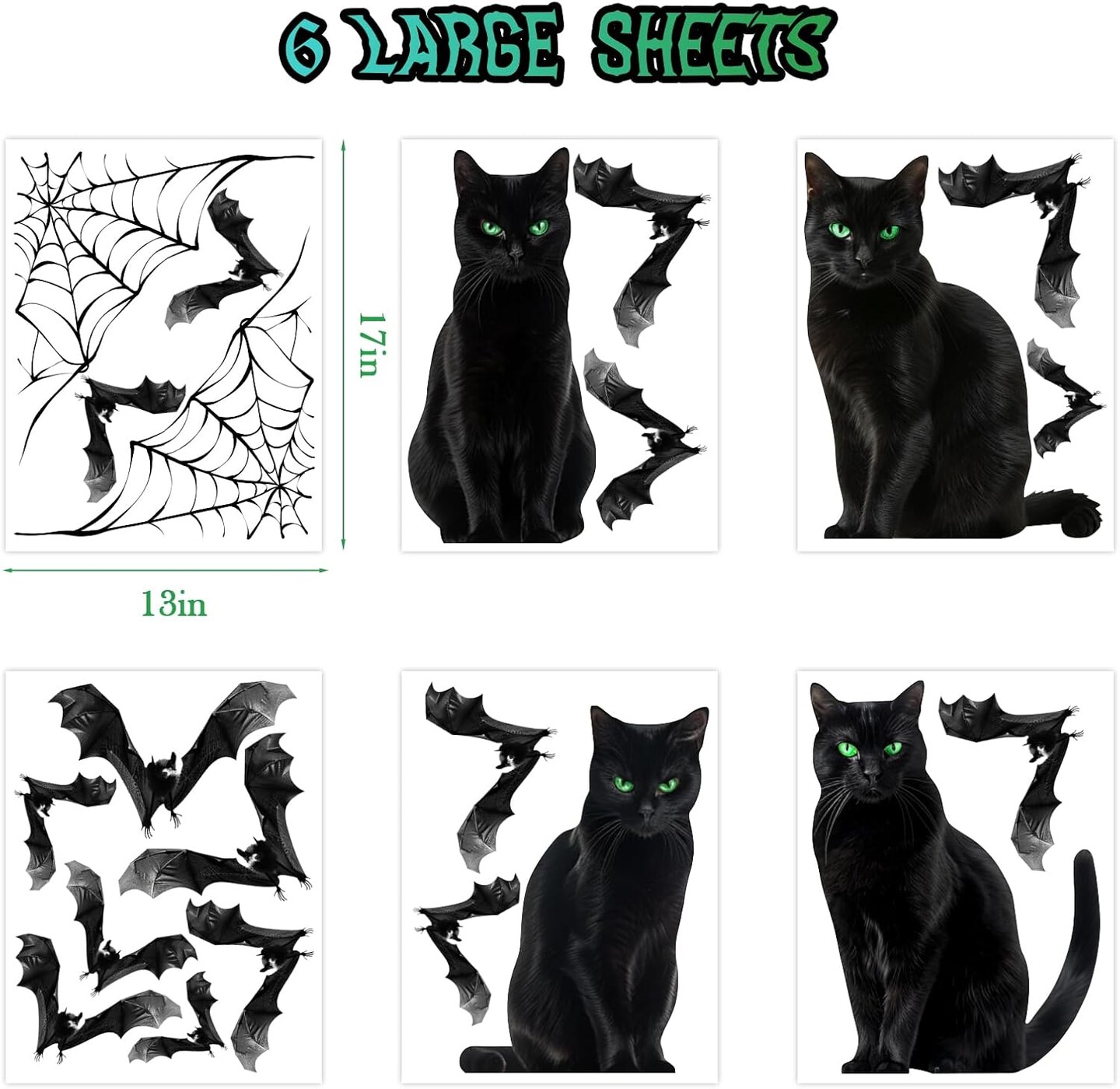 Halloween Scary Black Cat Red Glowing Eyes Sticker Togo
