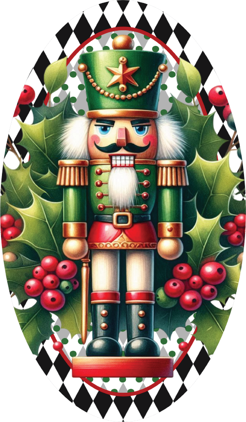 Traditional Red Green Oval Nutcracker Sign