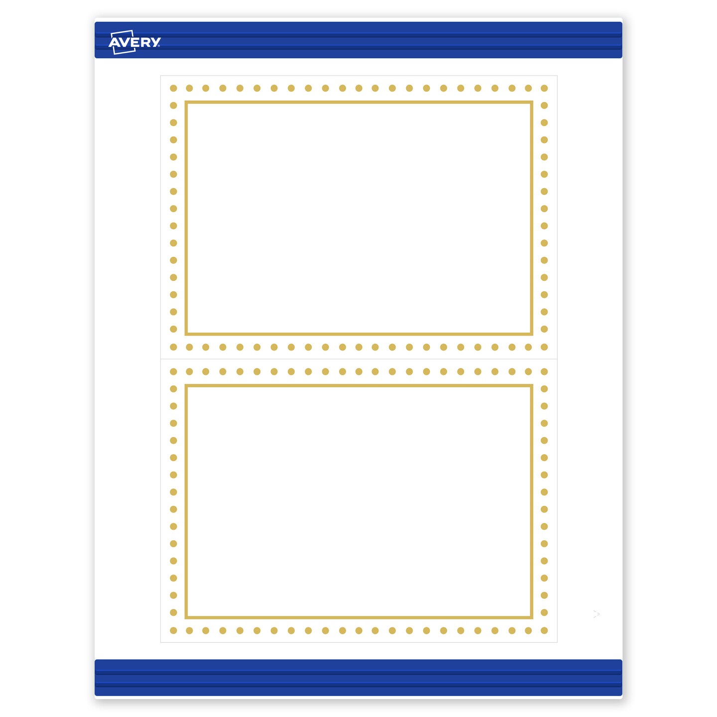 Avery Printable Rectangle Invitation Cards, Gold Border with Gold Dots, 5&#x22; x 7&#x22;, Matte White Rectangle Invitation Cards, Laser/Inkjet, 20ct, Great for Invitation Cards