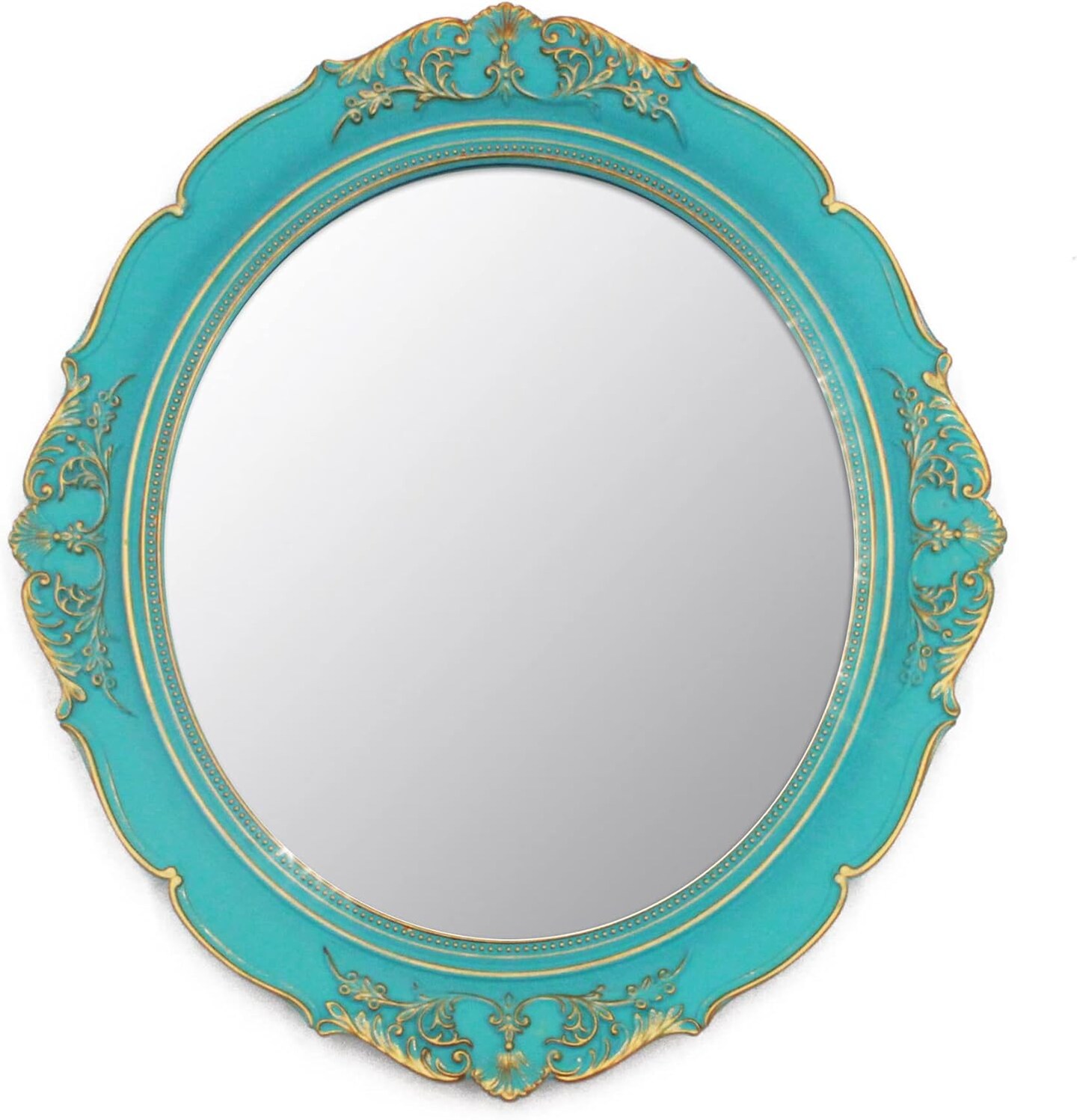Vintage Hanging Mirrors for Bedroom Living-Room Dresser Decor Oval (Blue)