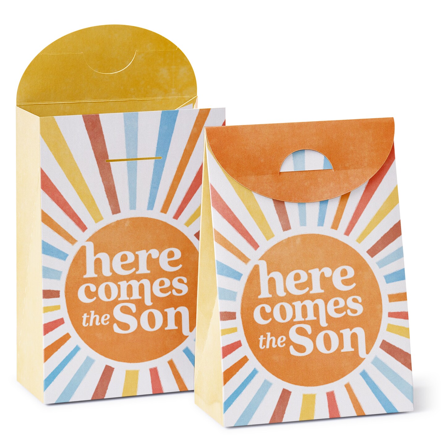 Big Dot of Happiness Here Comes The Son Favor Boxes, Boy Boho Baby Shower Decorations, Retro Sunshine Party Goodie Gift Bags - Set of 12