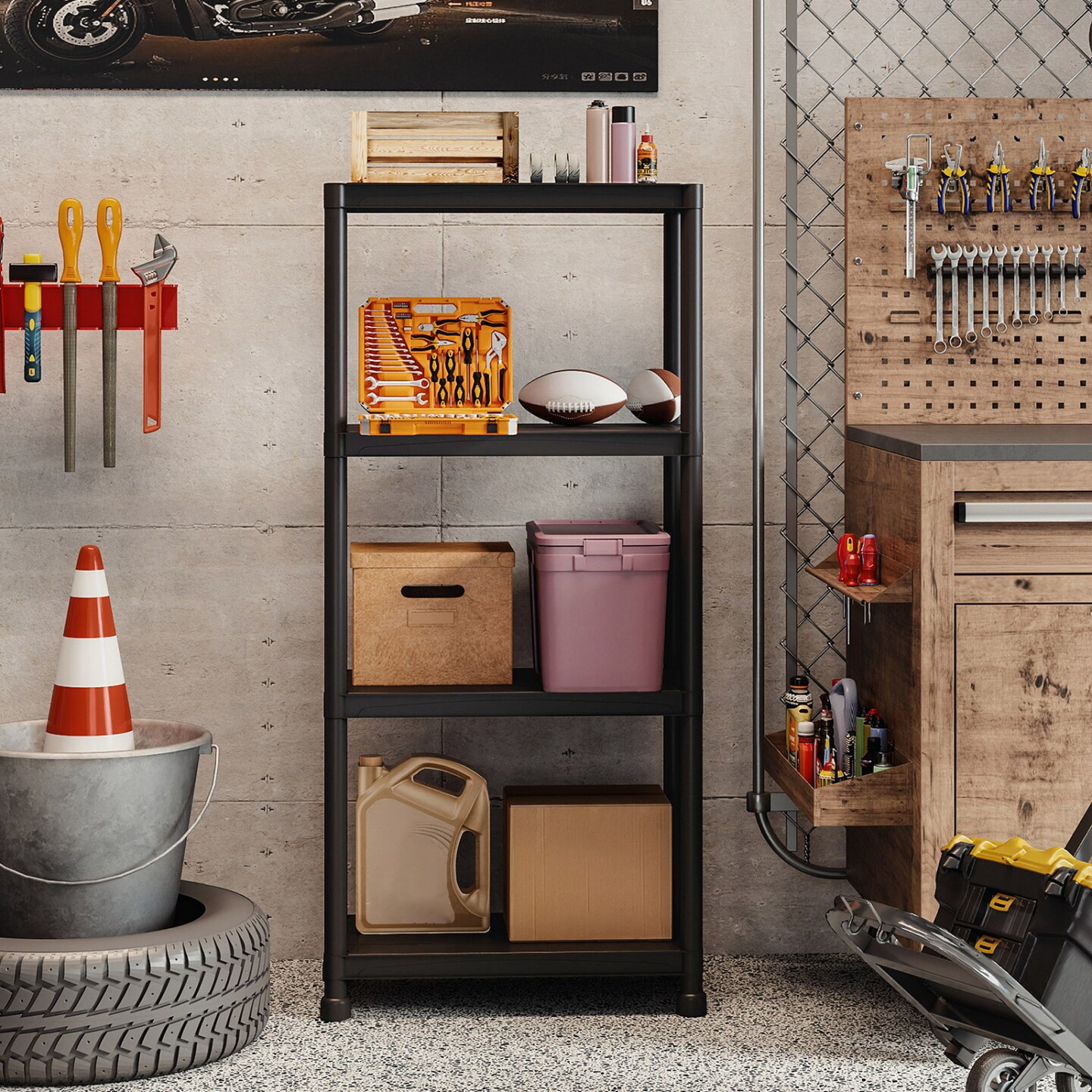 Black Storage Shelving Unit Garage Pantry Kitchen Utility Rack