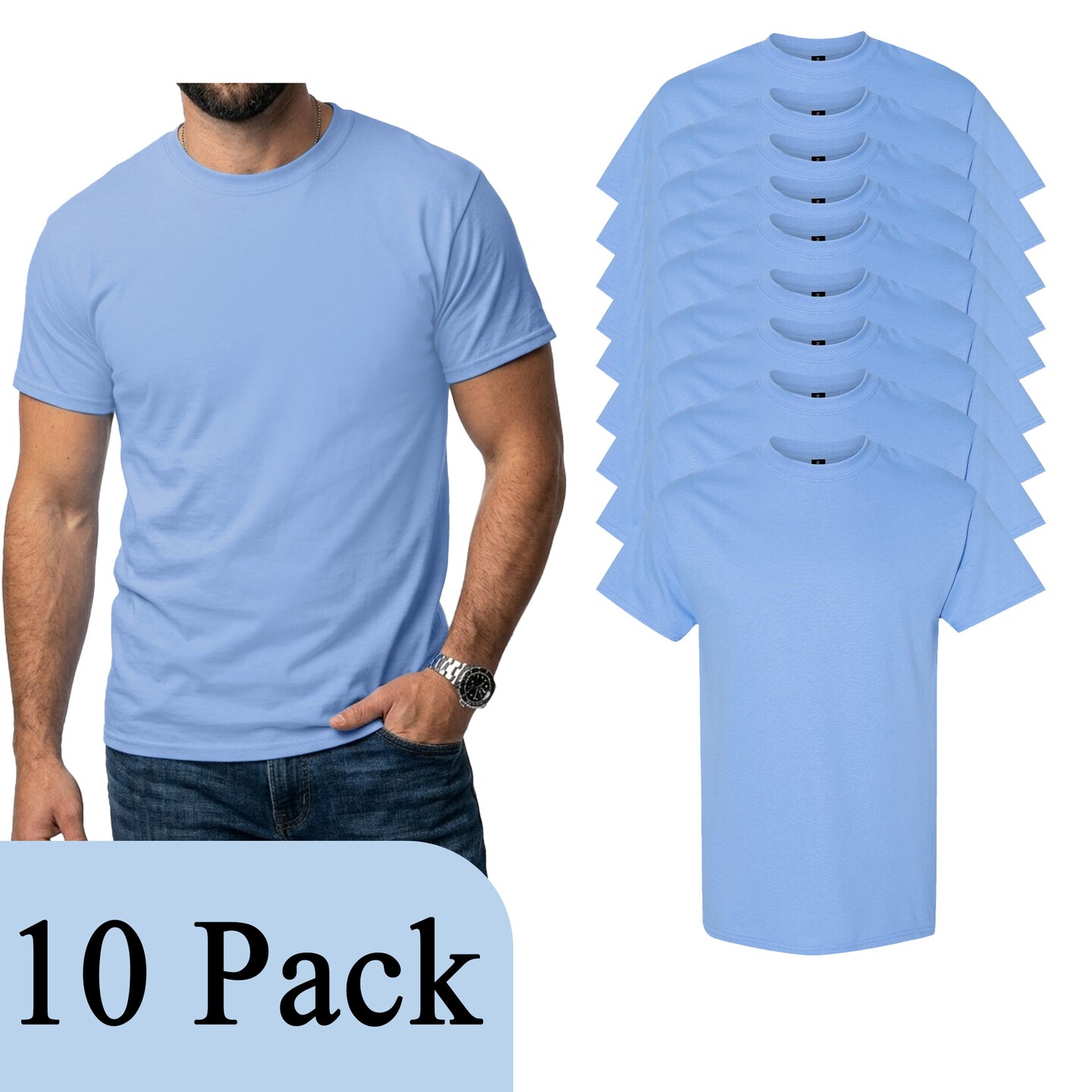 Gildan Adult's Craft & DIY T-Shirt Value Pack, Heavy Cotton Carolina Blue T-Shirt