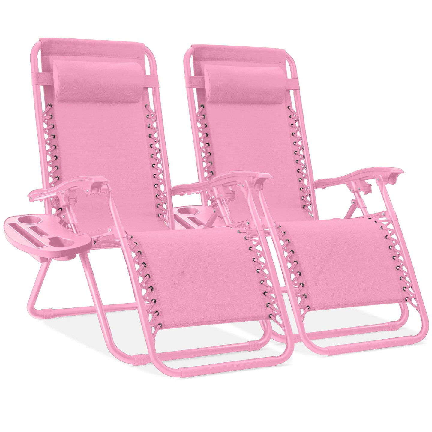 Best Choice Products Set of 2 Zero Gravity Lounge Chair Recliners for Patio, Pool w/ Cup Holder Tray