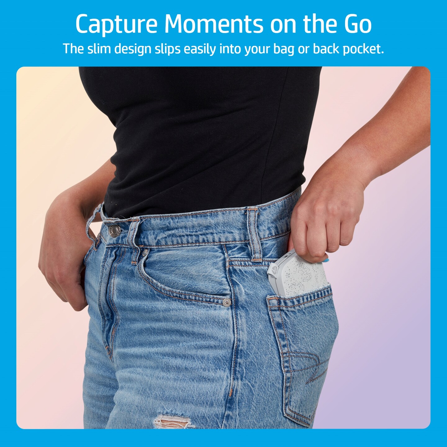 HP Sprocket Portable Printer, Zink Sticky Paper 2x3" Instant Photo Printer for iOS & Android Device