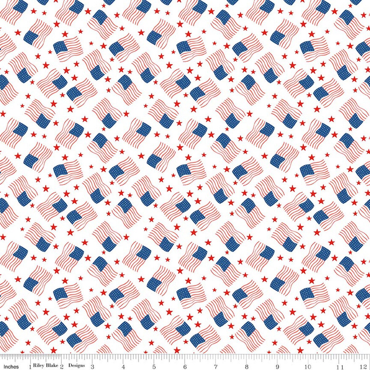 Flags in White (c17203-white) | Firecracker | My Mind's Eye | Riley Blake