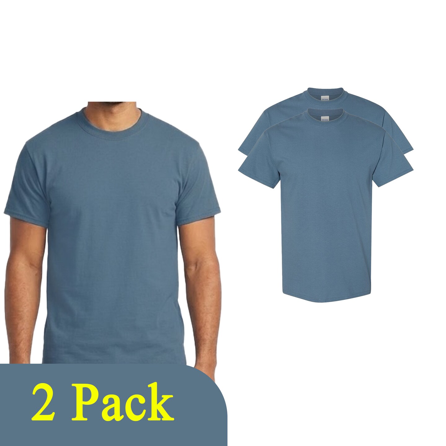 Gildan Unisex Heavy Cotton Indigo Blue Blank T-Shirt Bundle for DIY Crafts, Heat Transfer Vinyl & Screen Printing