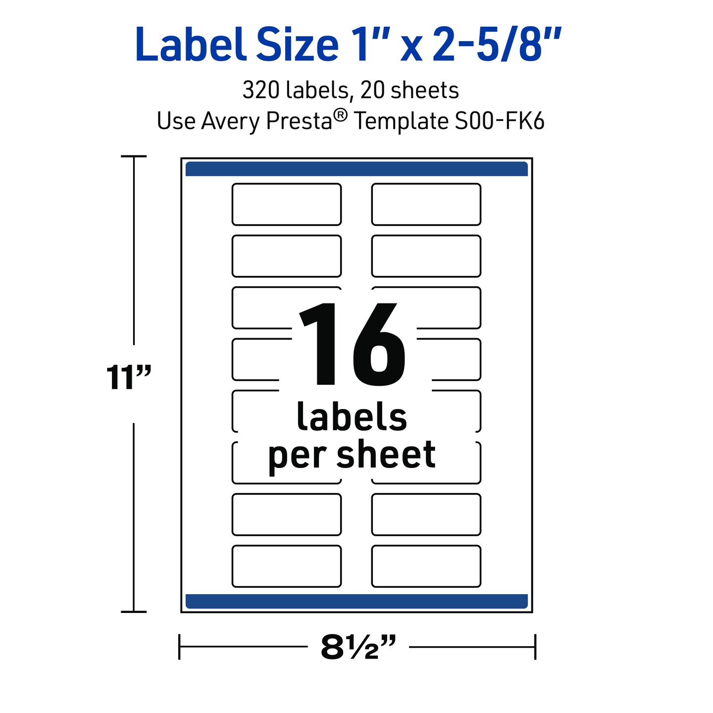 Avery Printable Rectangle Labels, 1" x 2-5/8", Glossy White, Pre-printed Metallic Silver Border/Black Frame Design, Sure Feed Technology, Laser & Inkjet Compatible, 320 Total