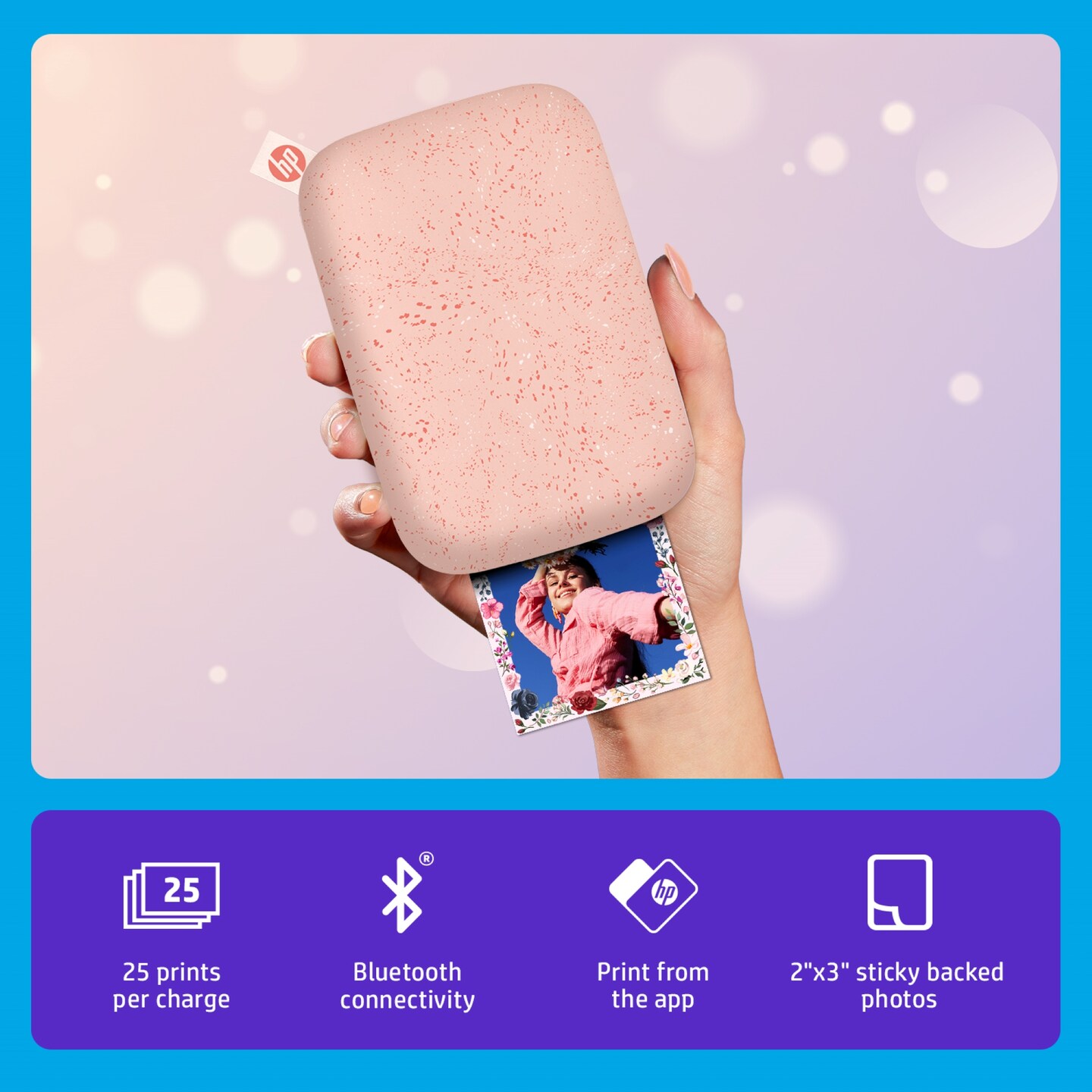 HP Sprocket Portable Printer, Zink Sticky Paper 2x3" Instant Photo Printer for iOS & Android Device