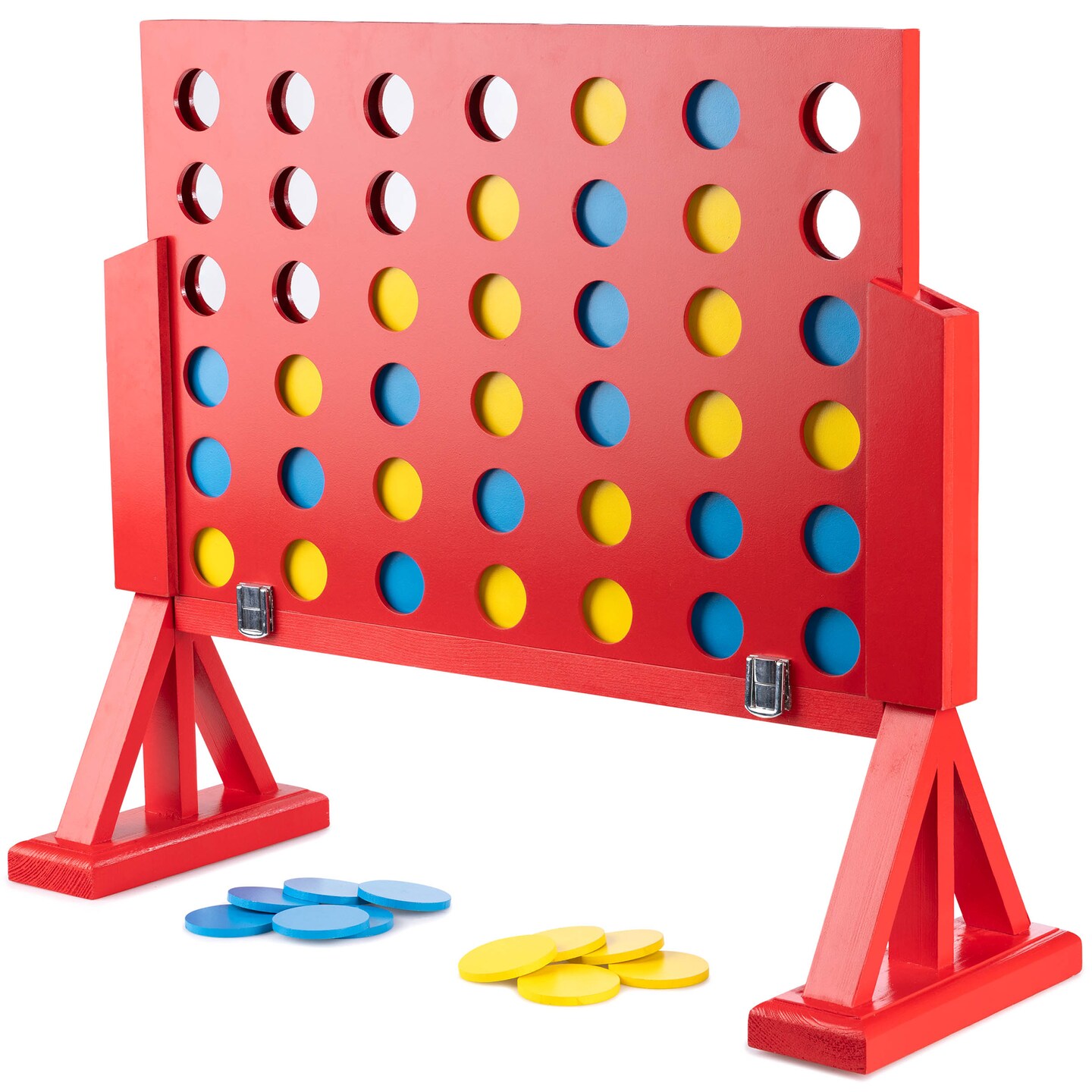 Grasshopper Games: Giant 4-In-A-Row - Classic Connecting Game, Wood Set, Indoor-Outdoor Play, Travel Bag, Party-Table-Backyard Activity, Family Age 3+