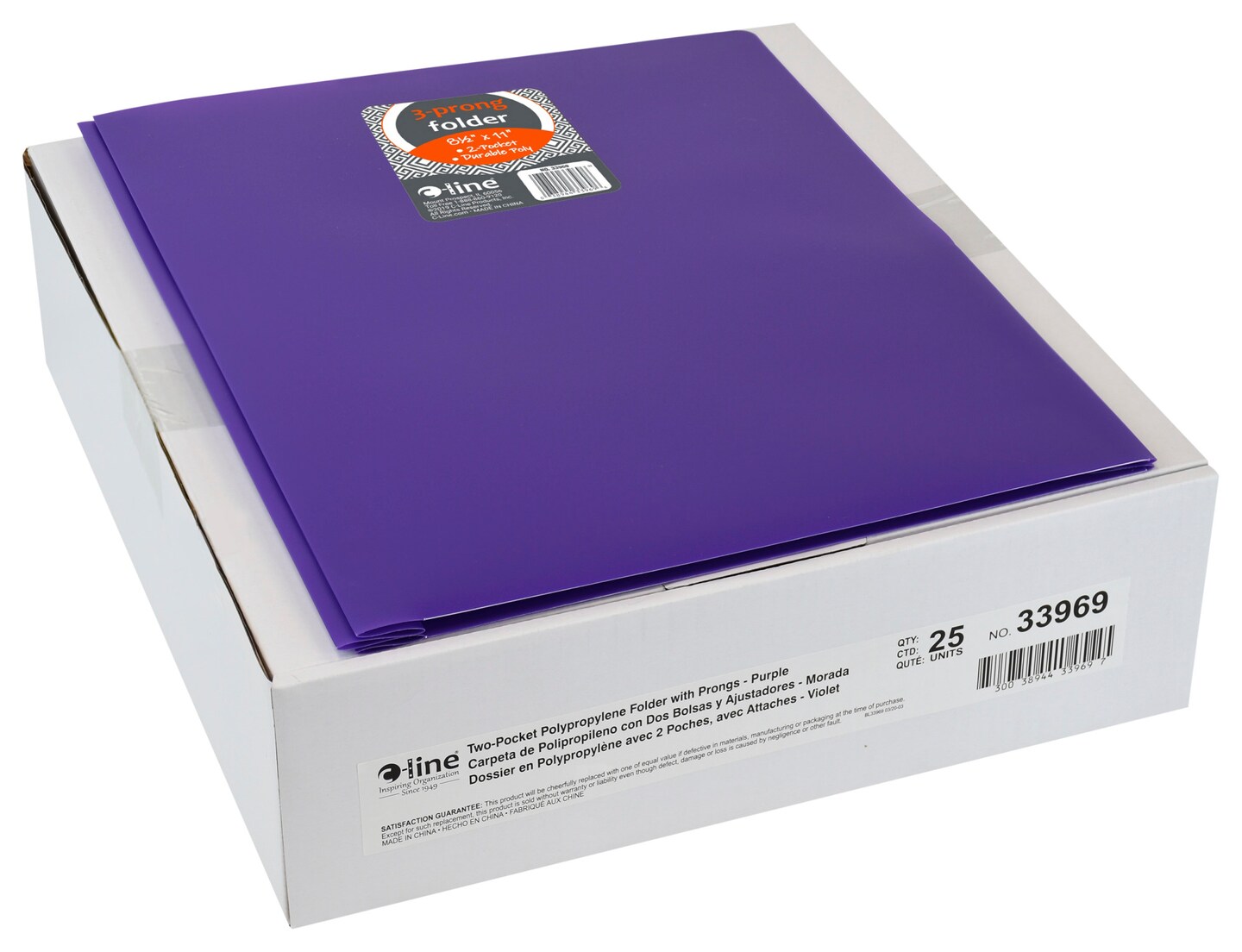C-Line 2-Pocket Poly Portfolio with Prongs, Purple, Pack of 25, Size ...