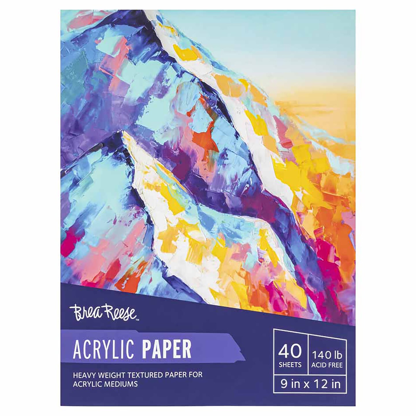 Brea Reese: Acrylic Paper Pad 40 Sheets - 9x12", 130 lb, Acid-Free, Perfect for Heavy Paint Layers & Intricate Details, Textured Effects, Art Supplies