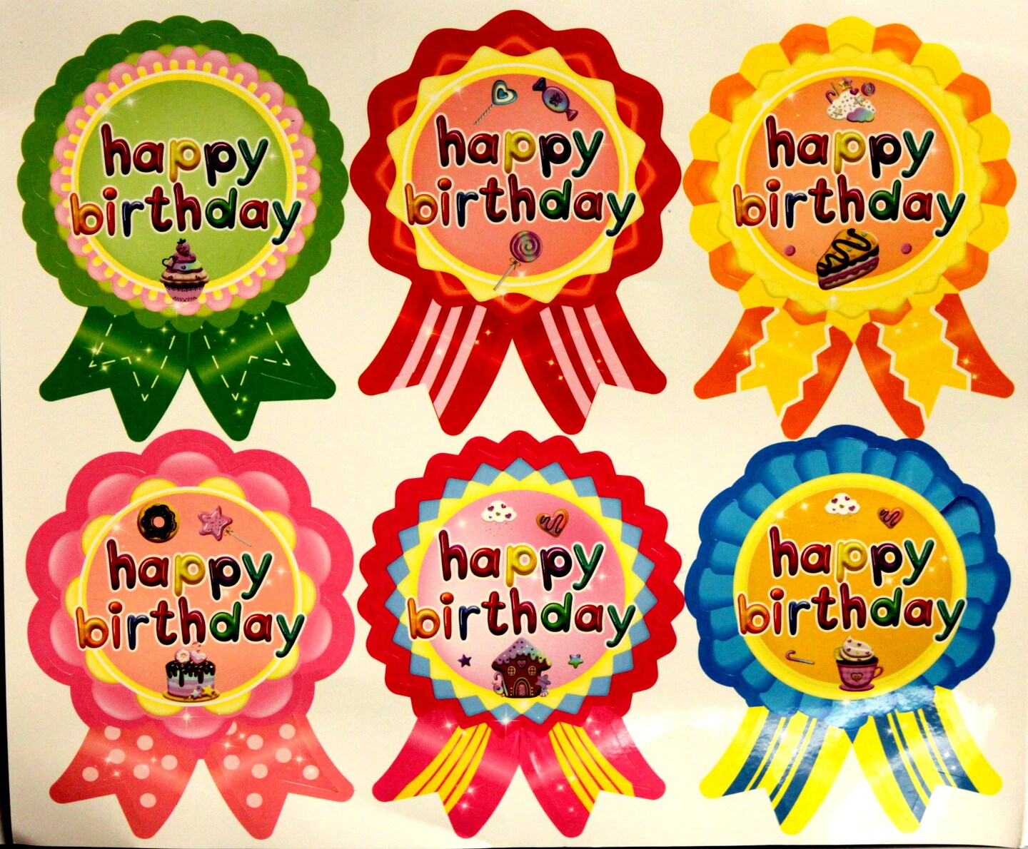 Happy Birthday Ribbons Sticker Sheet