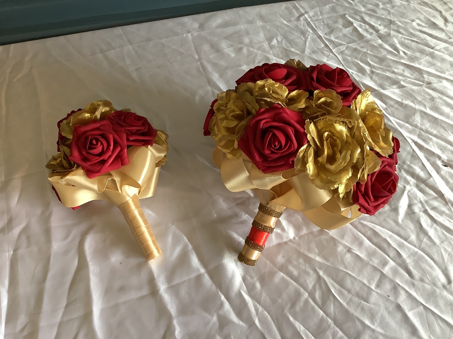 Large gold colored silk rose and real touch roses bridal bouquet…you pick  colors | MakerPlace by Michaels, image size:1080x810