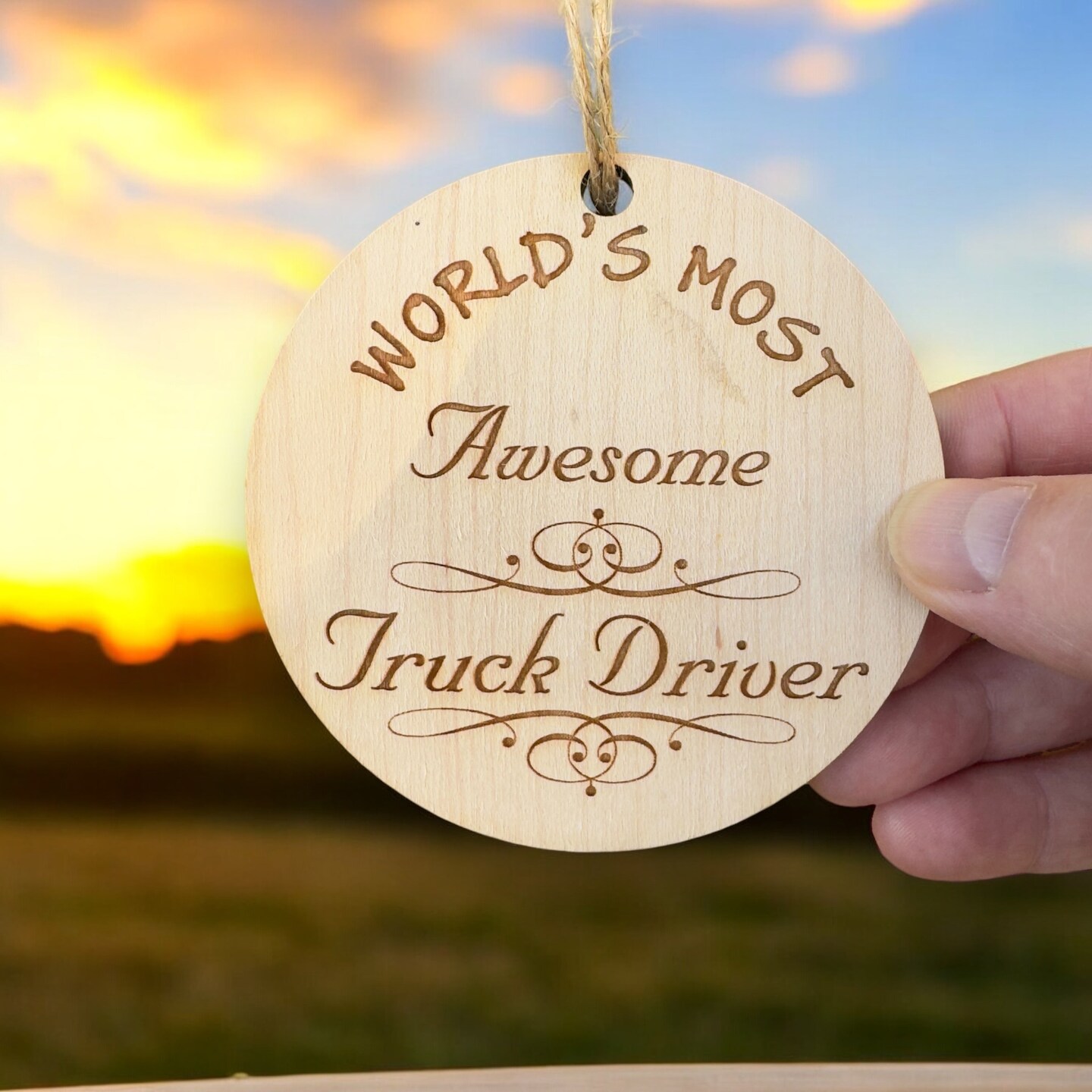 Worlds most Awesome Truck Driver - Ornament - Raw Wood