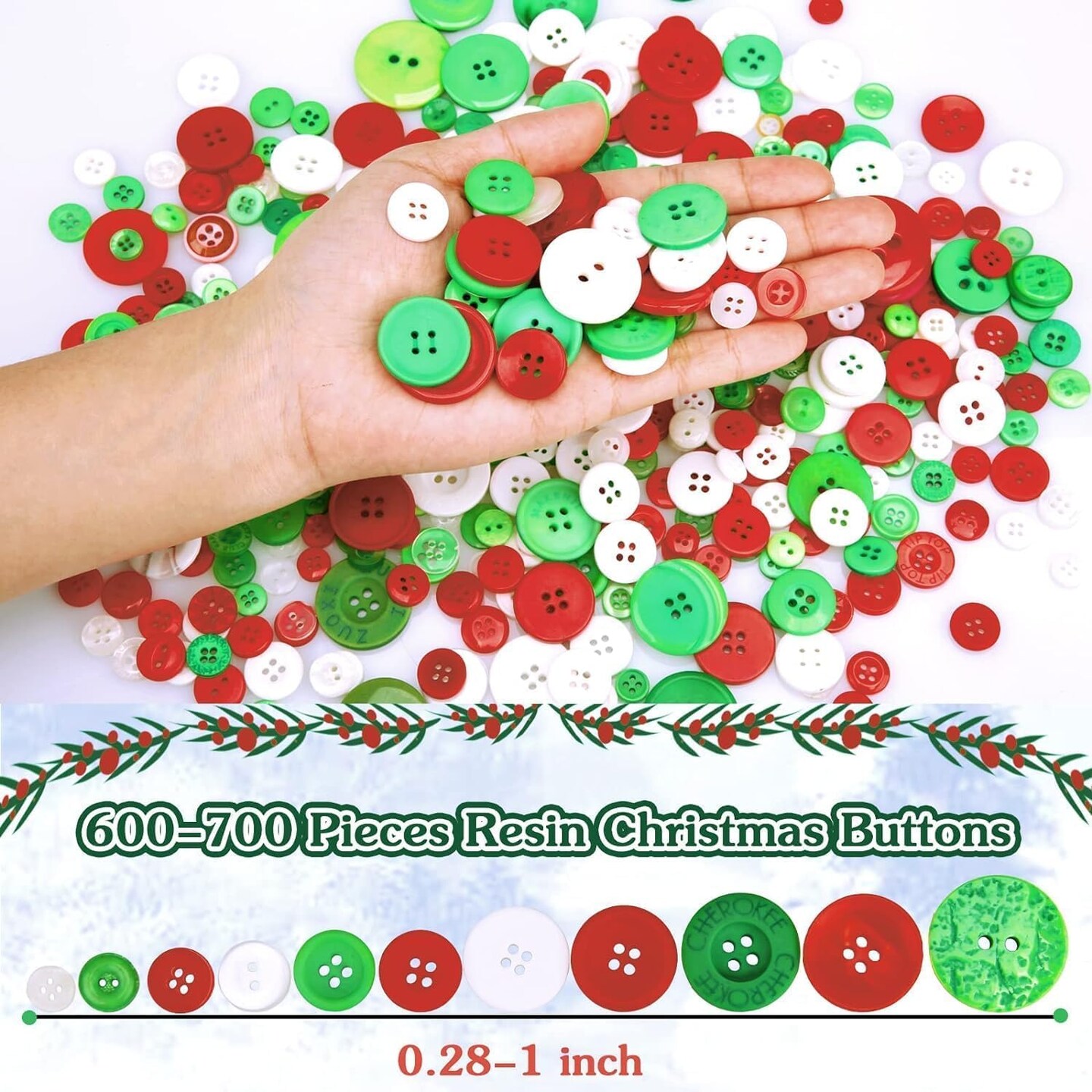 350-400PCS Resin Christmas Buttons Assorted Buttons 2 and 4 Holes Round Craft for Christmas Party Decorations Sewing DIY Crafts Manual Button Painting,DIY Handmade Ornament