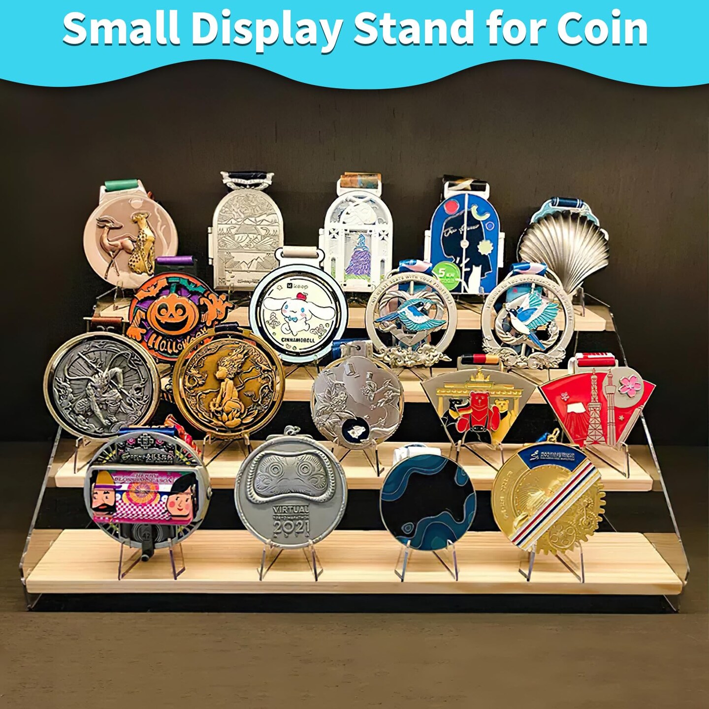Card Display Stand, 20 Pack Small Easel Stand, Acrylic Picture Holder Stands, for Challenge Coin Graded Card Sports Card Trading Card PSA Card Baseball Card (2.2 Inch Tall)