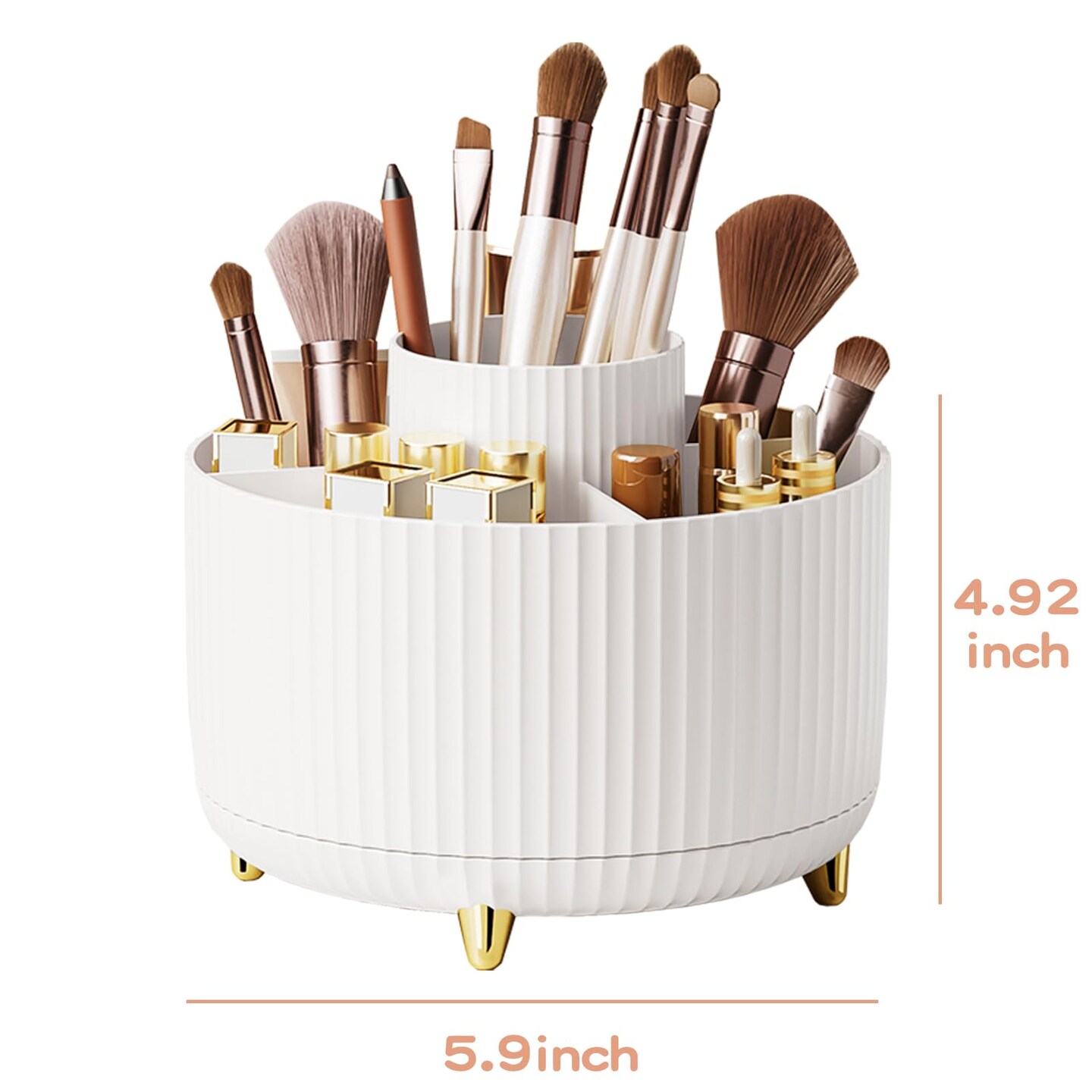 360&#xB0; Rotate Makeup Brush Holder Organizer, Makeup Organizers Countertop, Makeup organization and Skincare Storage for Vanity, Desktop, Bathroom (White)