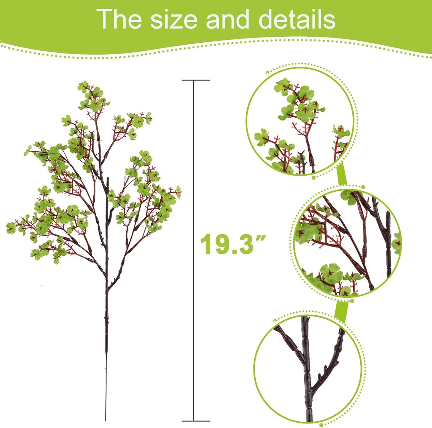 10 Pcs Babys Breath Green Flowers Artificial Gypsophila Flowers St. Patrick&#x27;s Day Fake Silk Flowers for Home Decor Spring Floral Arrangement Table Centerpieces