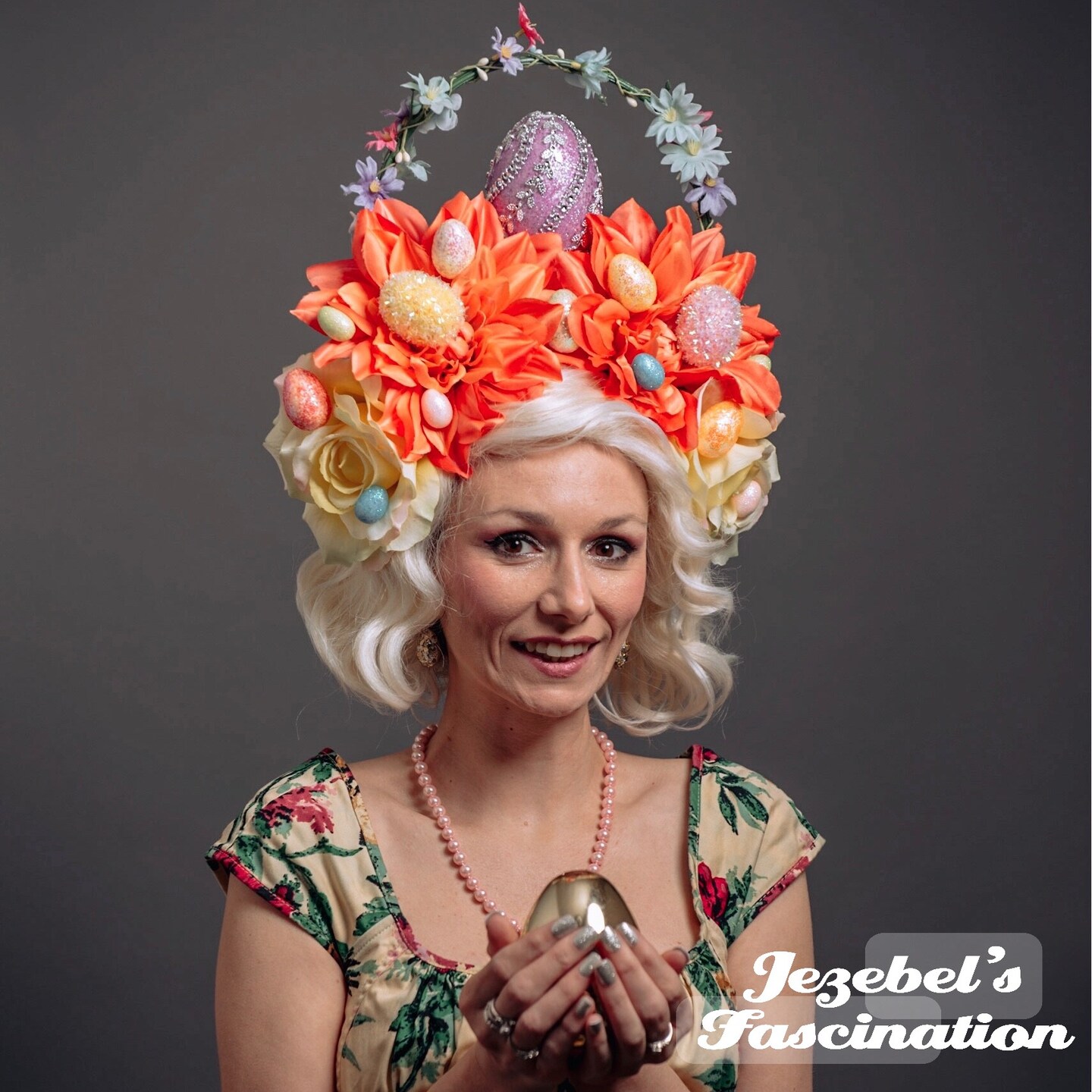 Easter Eggs Basket Large Headpiece, Spring Floral Rose  display picture 1