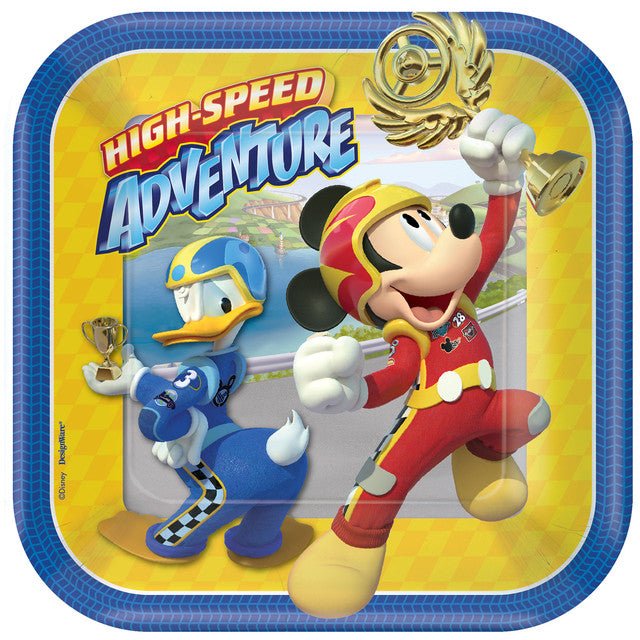 Mickey Roadster 7&#x22; Square Plates - 8ct