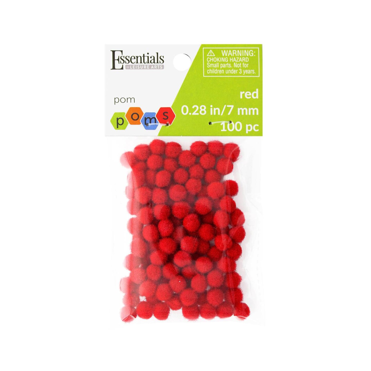 Essentials by Leisure Arts  Pom Poms - Red - 7mm - 100 piece pom poms arts and crafts - red pompoms for crafts - craft pom poms - puff balls for crafts