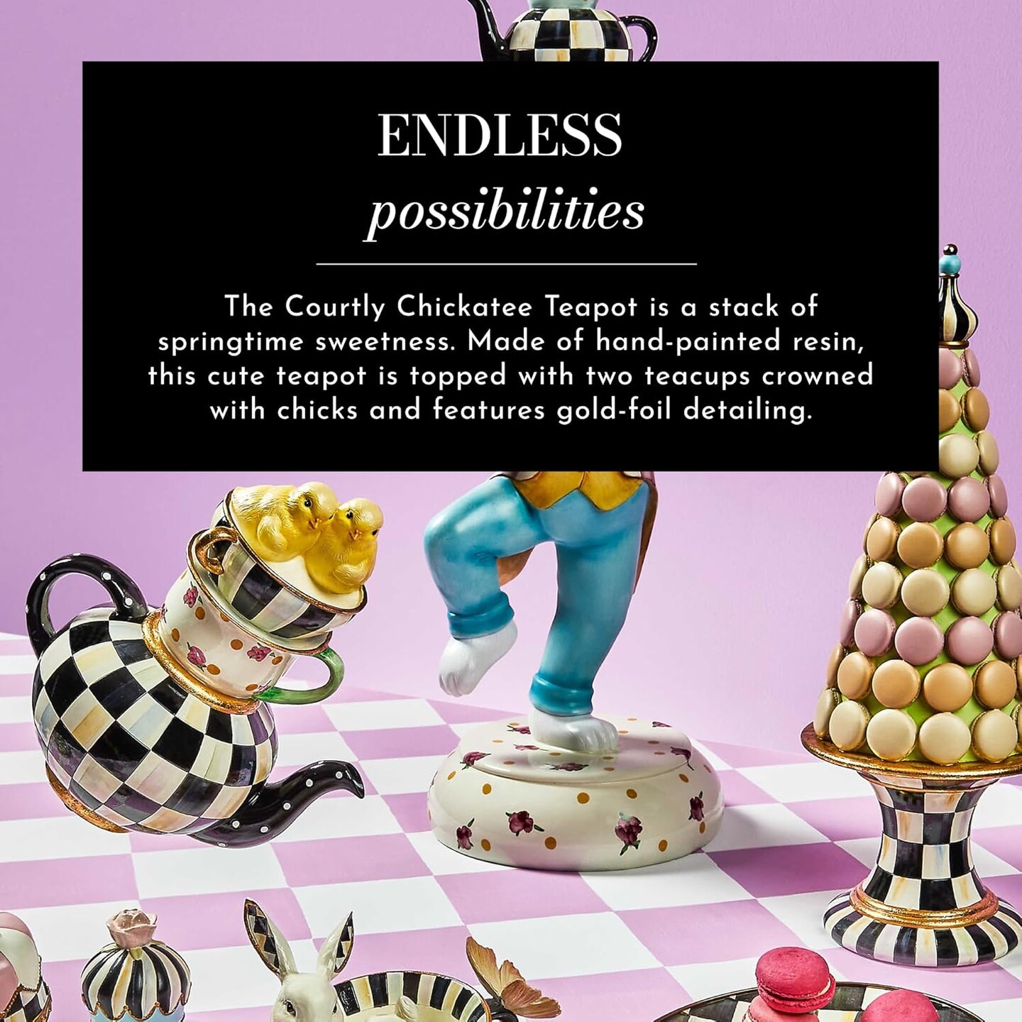 Courtly Chickatee Teapot, Cute Tea Kettle and Chick Spring Decor