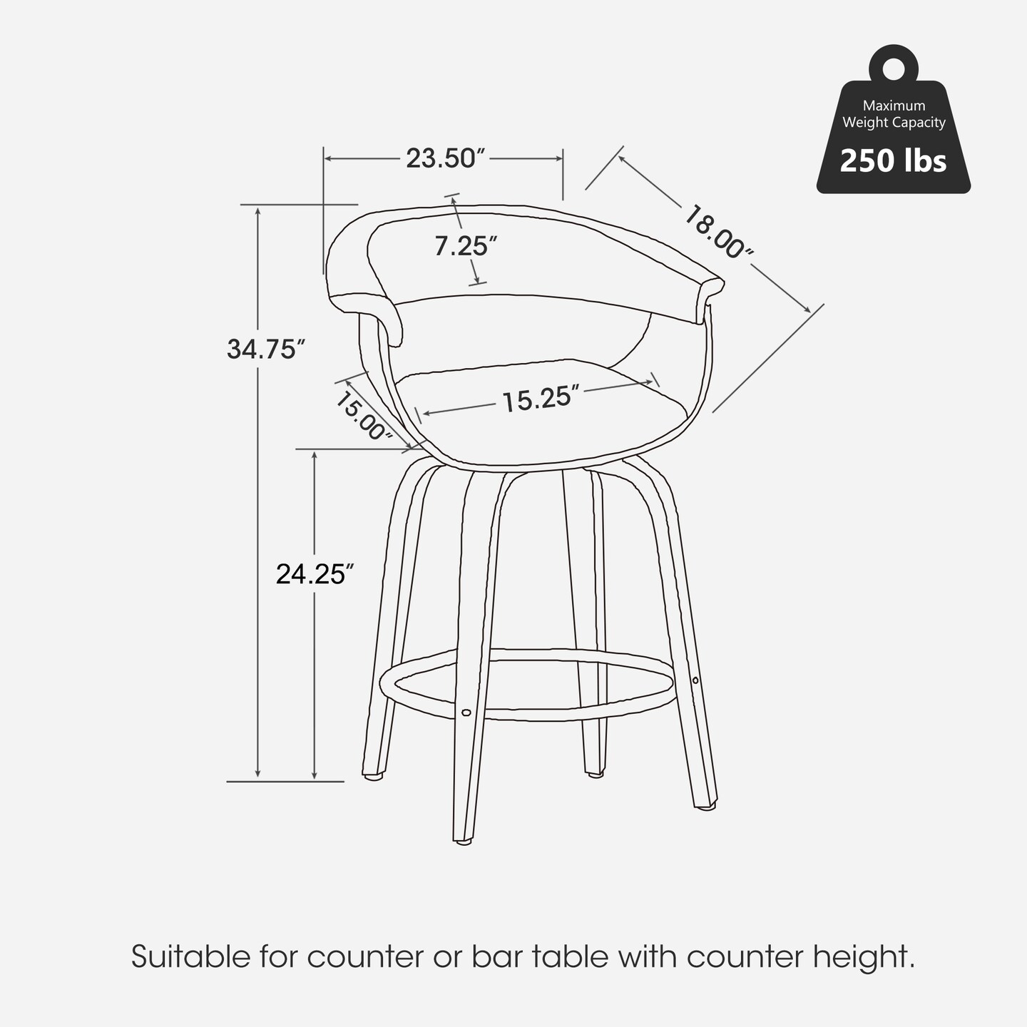 Set of 2/4 Modern Counter &#x26; Bar Height Wooden Swivel Bar Stools