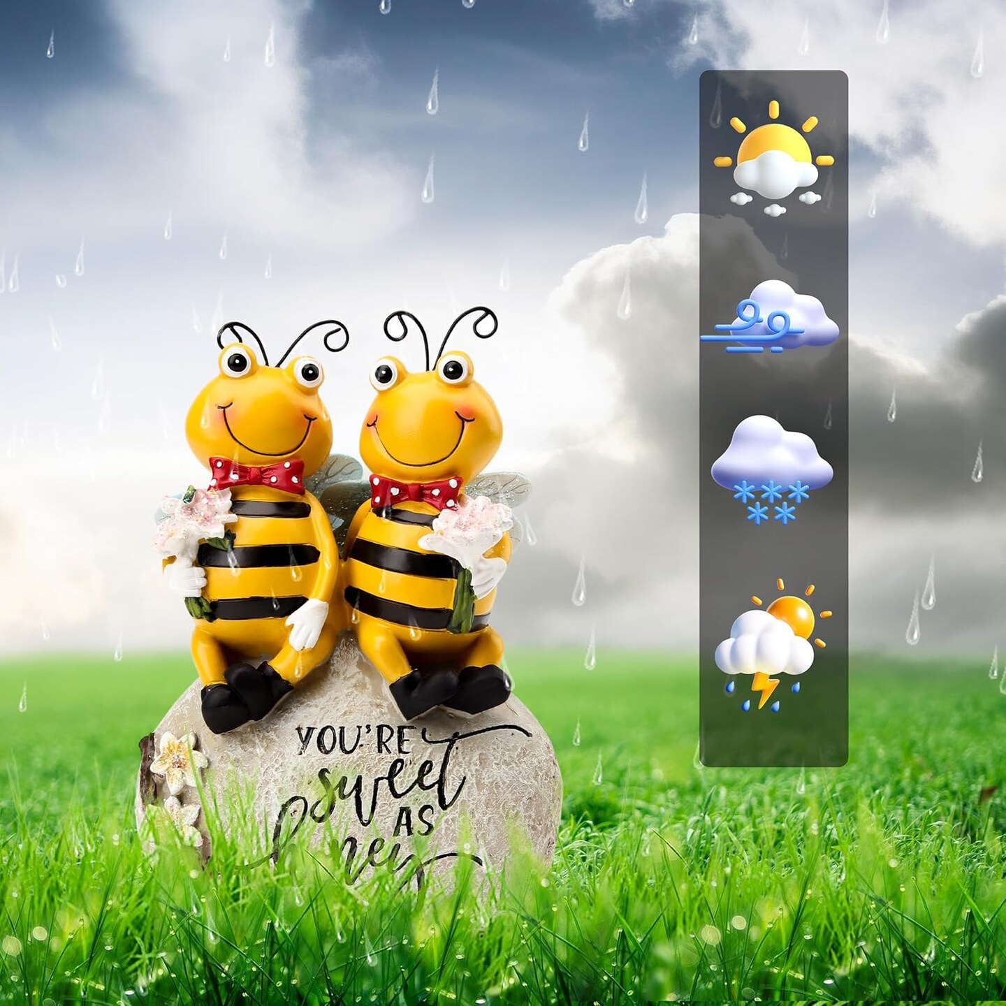bee Statue for Garden Decorations,Honey bee Figurine for Outdoor Patio Lawn Porch Yard Backyard Outside Indoor Shelf Table Home Decor,Garden Sculptures &#x26; Statues,Spring Summer bee