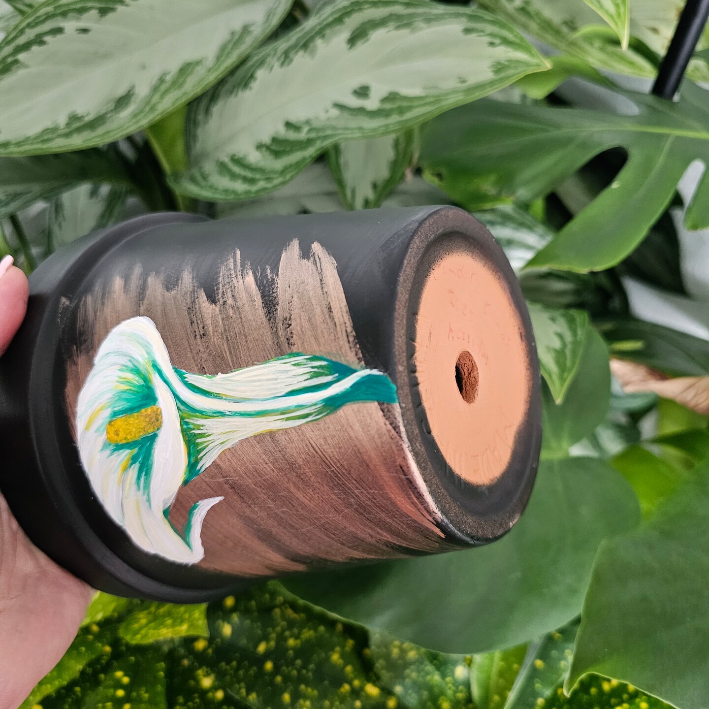 Calla Lily Flower Hand Painted on a Black Terra Cotta Pot. Unique gift for  a plant lover for any occasion, 6 inches black planter | MakerPlace by  Michaels