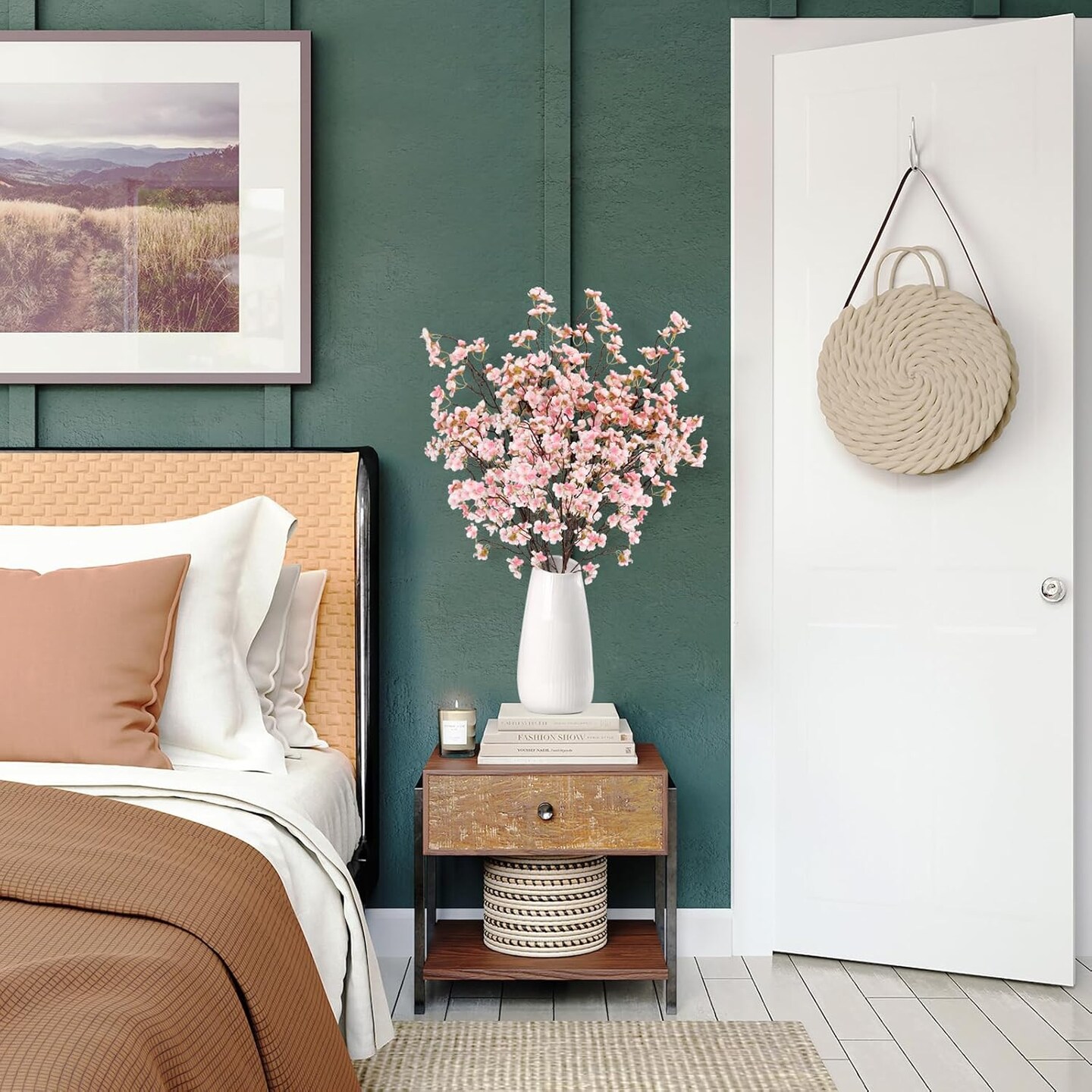 4-Pack 39.3" Artificial Cherry Blossom Branches – Faux Silk Flowers for Spring, Wedding & Home Table Vase Decor (Pink/Peach)