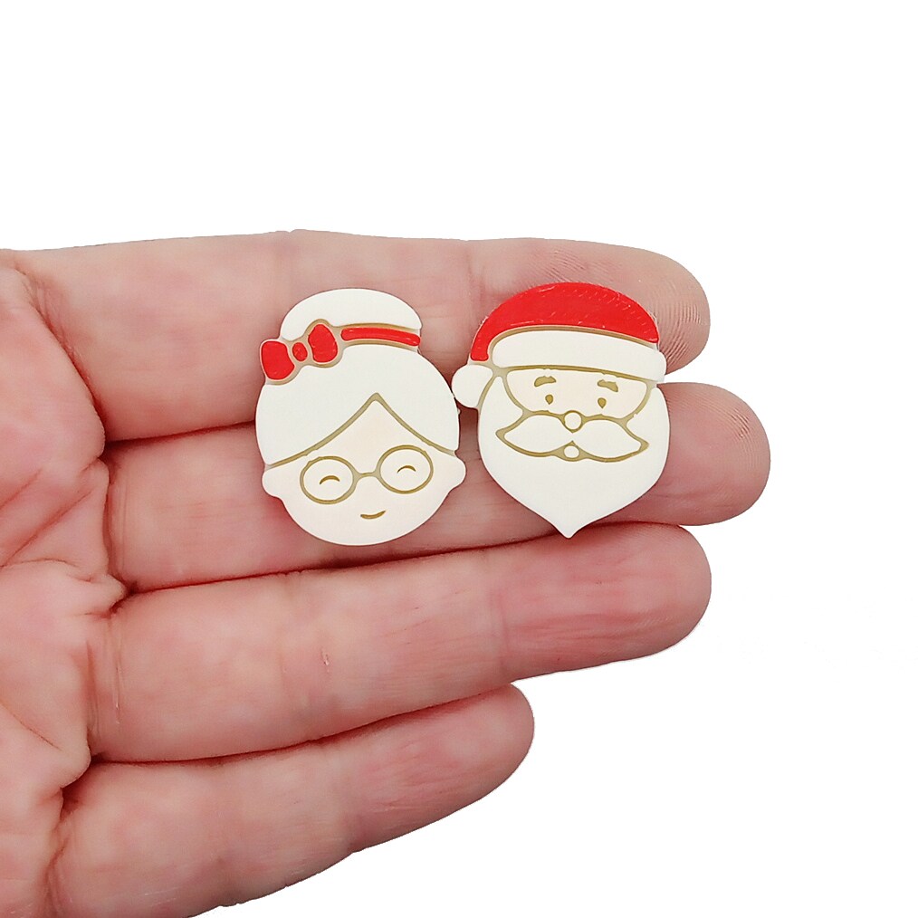 Cute Santa & Mrs. Claus Clay Cutters, 2 pcs, Small Christmas Shapes, Adorabilities