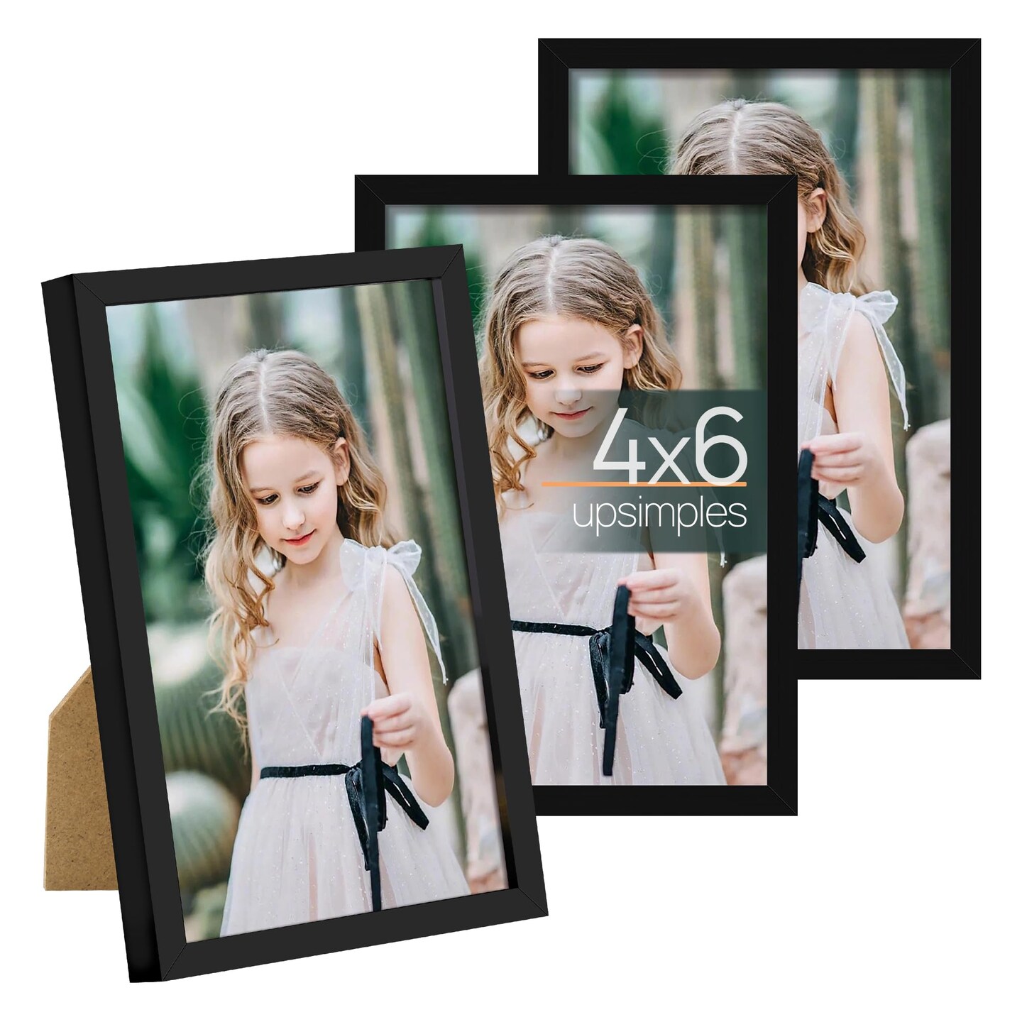 4x6 Picture Frame Set of 3, Made of High Definition Glass for 4 x 6, Wall and Tabletop Display Thin Border Photo Frames for Home D&#xE9;cor, Black