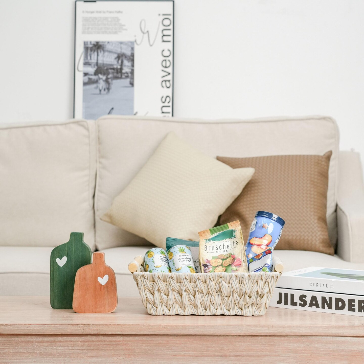 2-Pack Wicker Storage Baskets, Storage Baskets for Shelves, Trapezoid Wicker Baskets with Handles, Waterproof Woven Basket, Storage Baskets for Shelves, Butter Milk