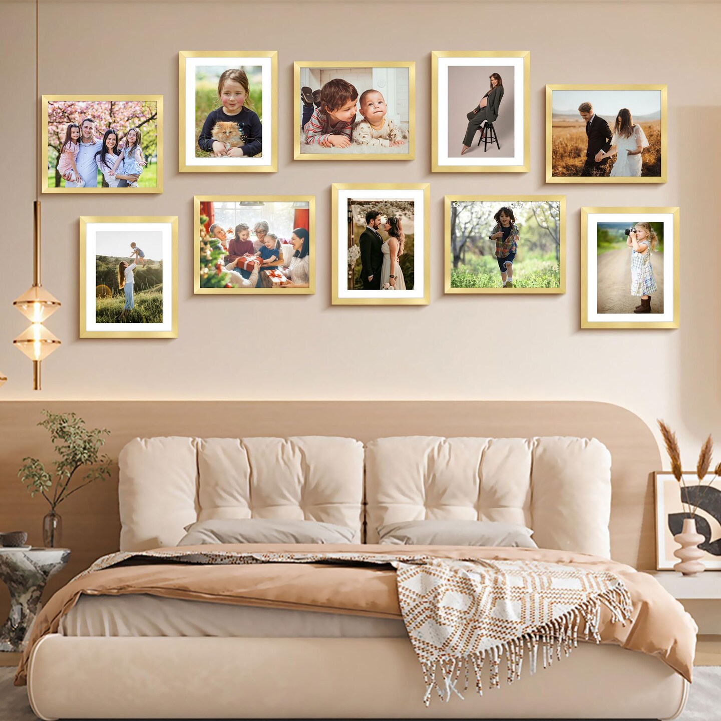 8x10 Picture Frame Bulk-6 Pack, Gold Picture Frames Collage Wall Decor, Wall &#x26; Tabletop Picture Frames, Photo Frame with HD Plexiglass, Display Pictures 5x7 with Mat or 8x10 Without Mat