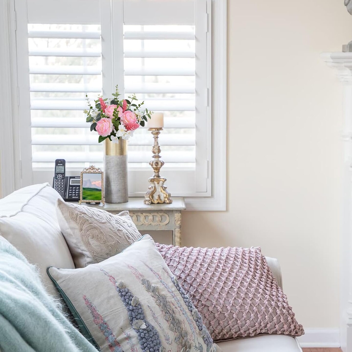 Artificial Silk Flowers Artificial Flowers Bouquets Pink Florals Arrangements Faux Peony Faux Flower Stems for Spring Wedding Bride Home Table Centerpiece Farmhouse Decorations 16PCS