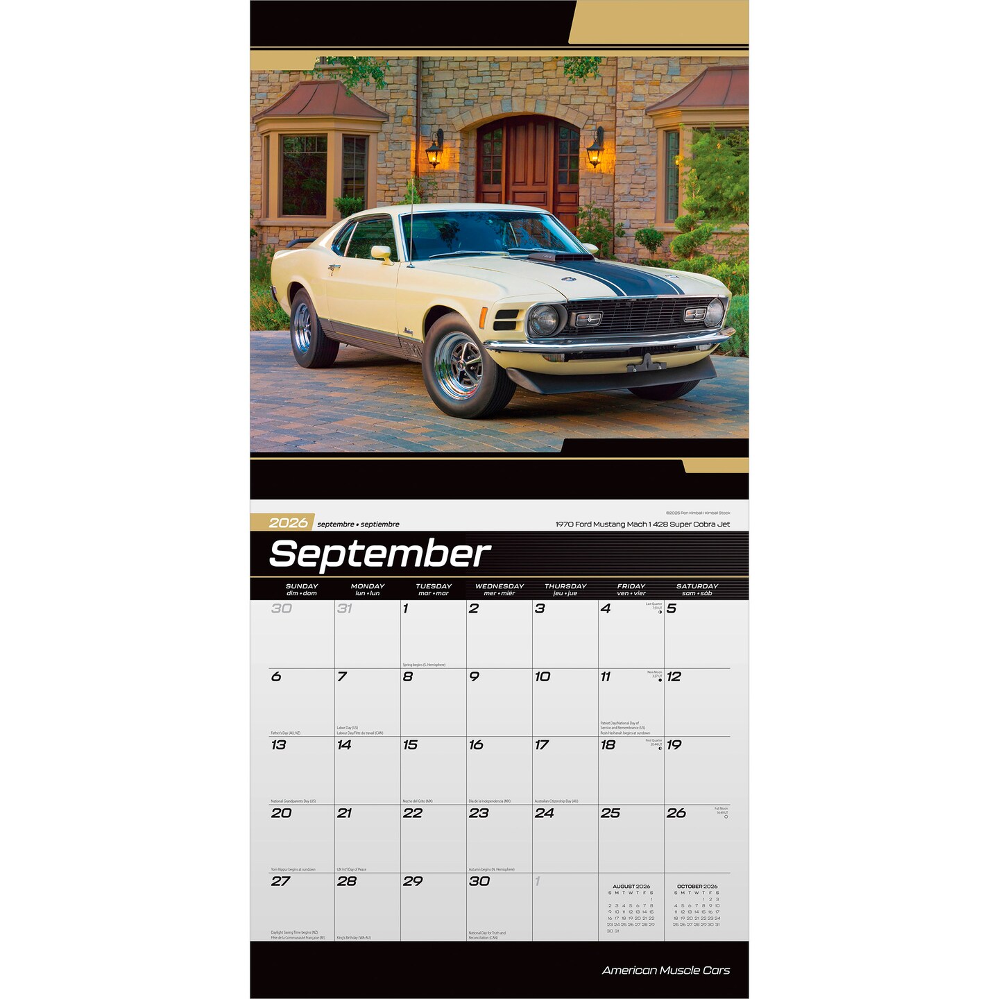American Muscle Cars OFFICIAL | 2026 12 x 24 Inch (Hanging) Monthly Square Wall Calendar | Foil Stamped Cover