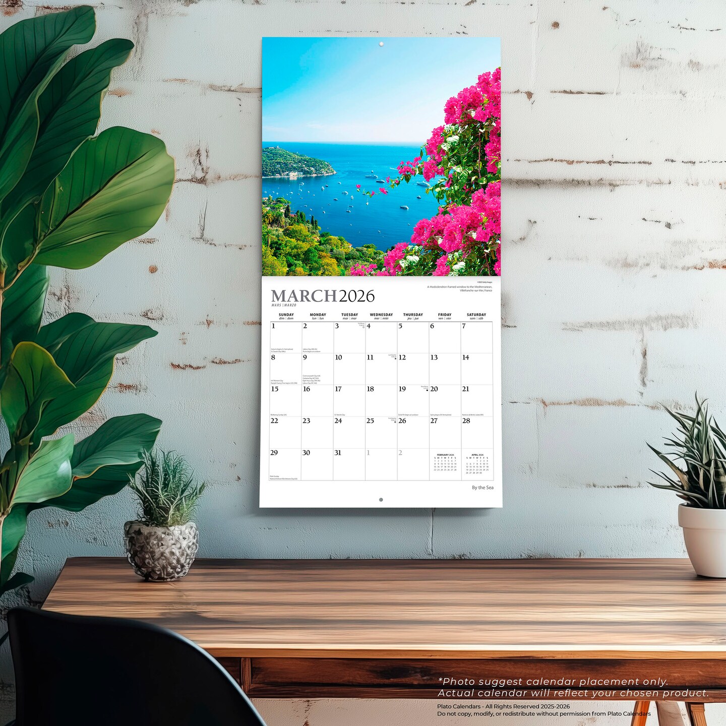 By the Sea | 2026 12 x 24 Inch (Hanging) Monthly Square Wall Calendar | Foil Stamped Cover