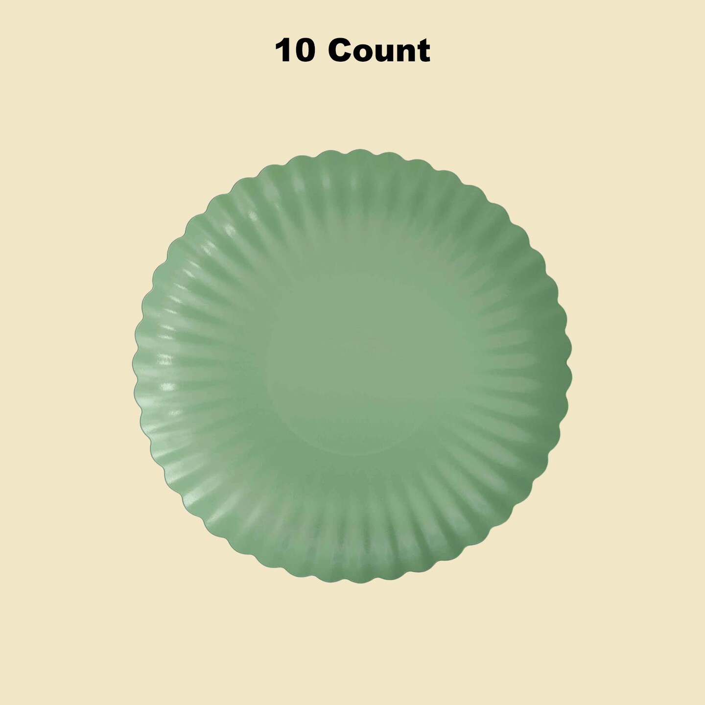 10 Count Scalloped Paper Plates Matcha Green 8.5 Inch Disposable Party Supplies