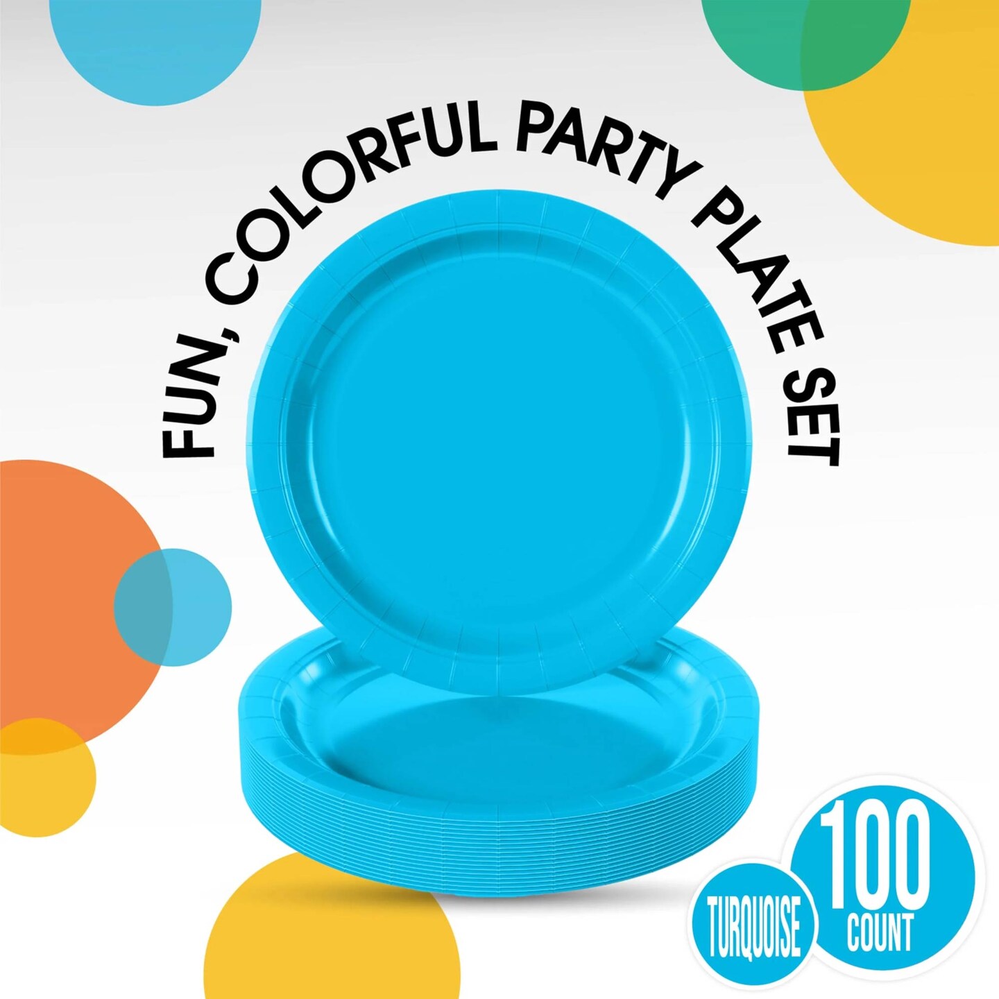 100 Count Turquoise Paper Plates 9 Inch Disposable Plates for Parties Events and Picnics