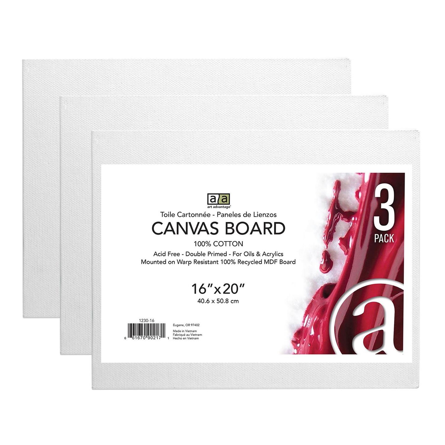 Art Advantage Canvas Board Recycled MDF 16x20 3pc