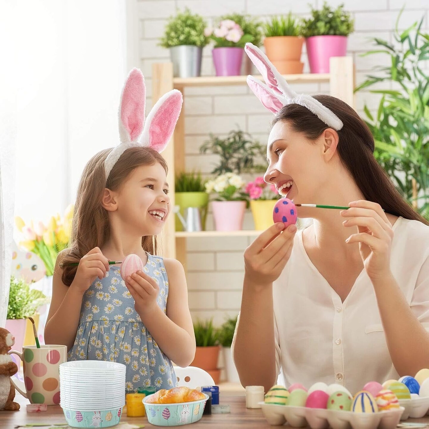 25 Pcs Easter Bunny Paper Loaf Pans 3 x 2 x 1.1&#x27;&#x27; Mini Loaf Pan Liners with Clear Plastic Bags and Ties Easter Baking Cake Pans Disposable Oval Cake Cups Baking Mold for Baking Cupcake Bread