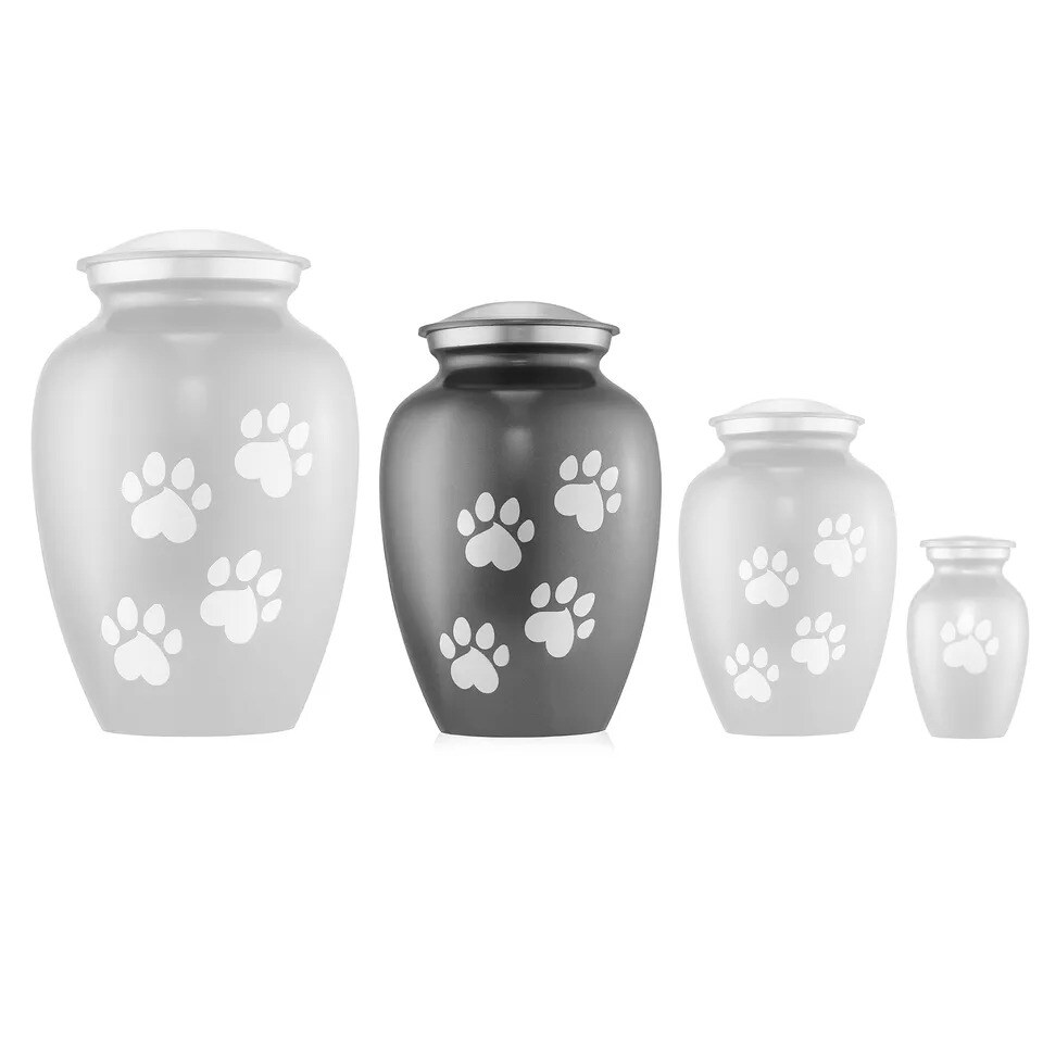 Pet Urn for Dog & Cat Ashes - Cremation Memorial Medium Gray Urn to 70 lbs