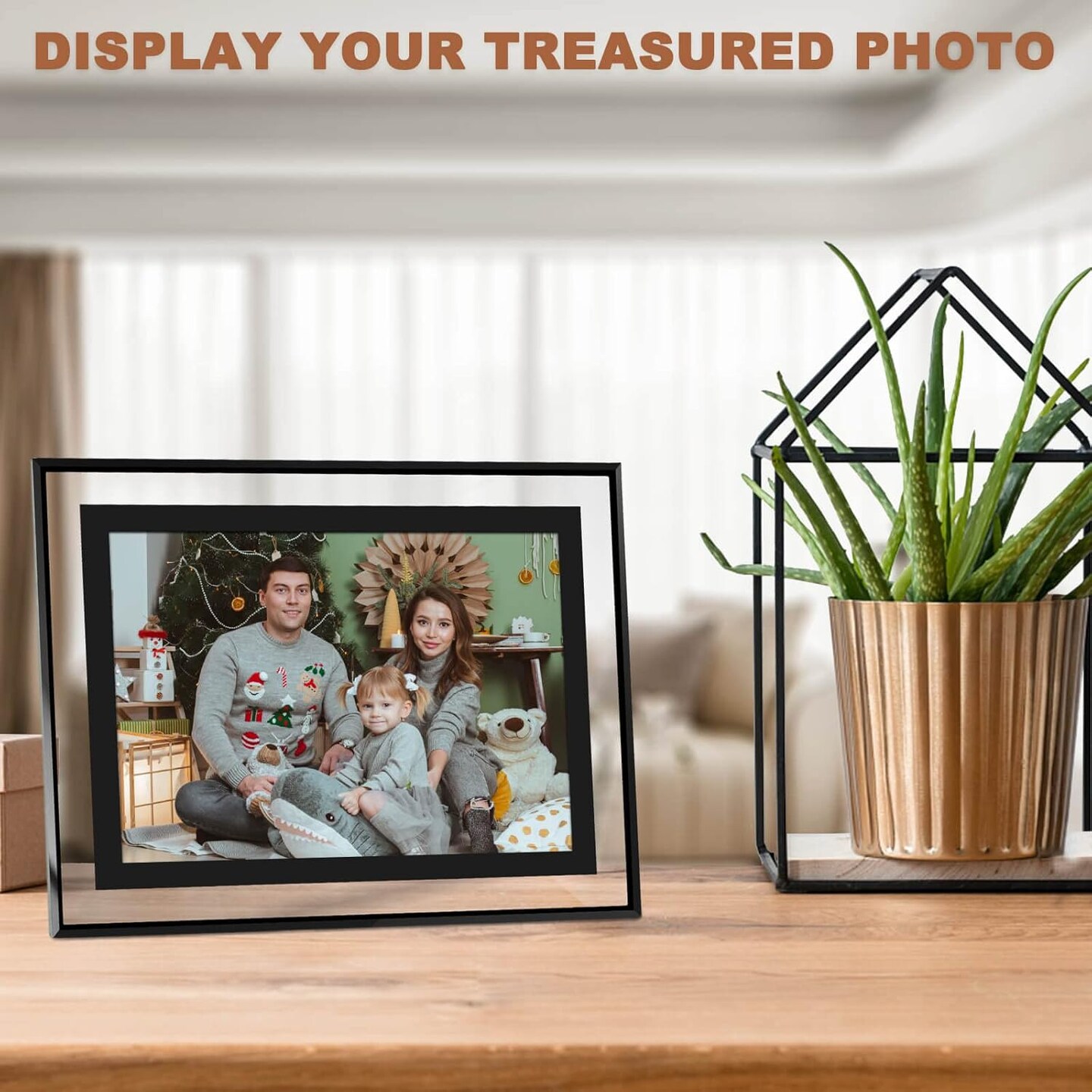 4x6 Picture Frames Set of 2, Black Glass Photo Frame