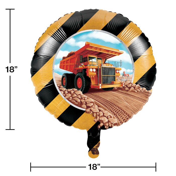 Bulk Pack of 2 Big Dig Construction Metallic Balloons 18&#x22;