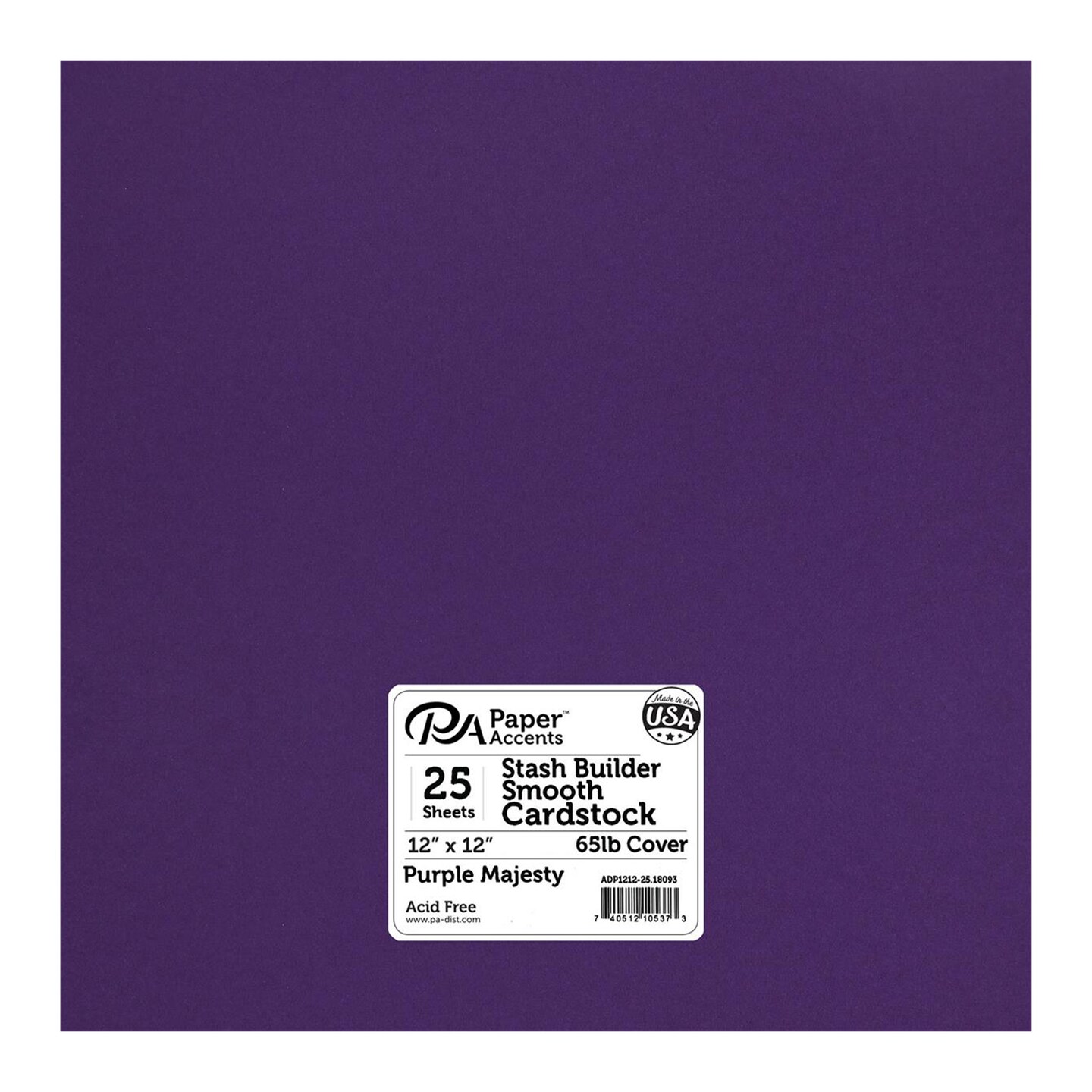 PA Paper Accents Stash Builder Cardstock 12" x 12" Purple Majesty, 65lb colored cardstock paper for card making, scrapbooking, printing, quilling and crafts, 25 box
