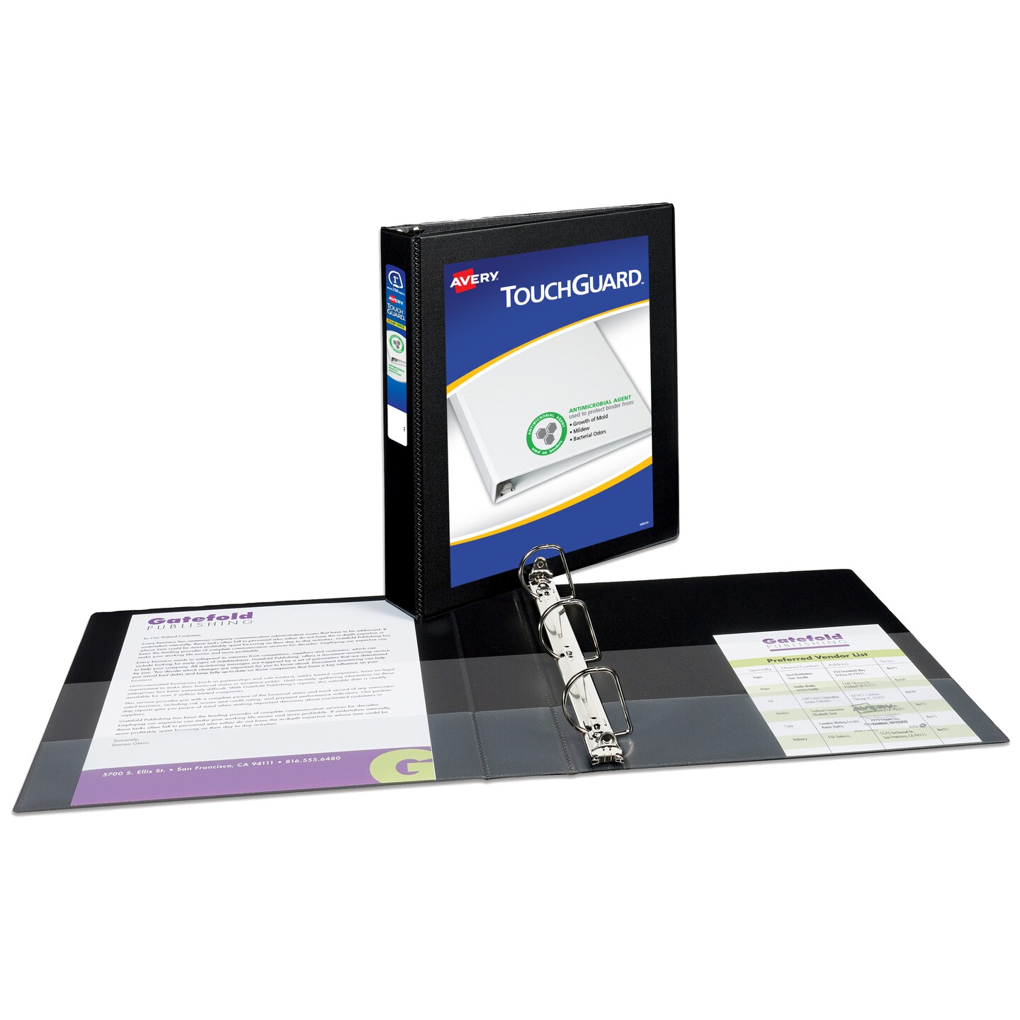 Avery TouchGuard Protection View 3 Ring Binder, Clear View Cover, 1&#x22; Slant Rings, 1 Black Binder (17118)
