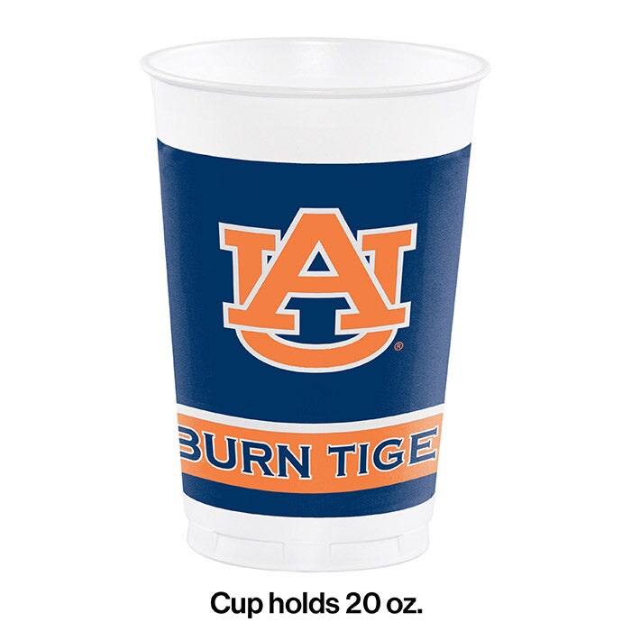 Auburn Tigers 20 Oz Plastic Cups (8/Pkg)