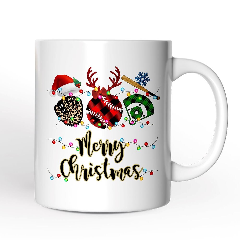 Baseball Buffalo Plaid Christmas Mug, Team and Coaches Gift